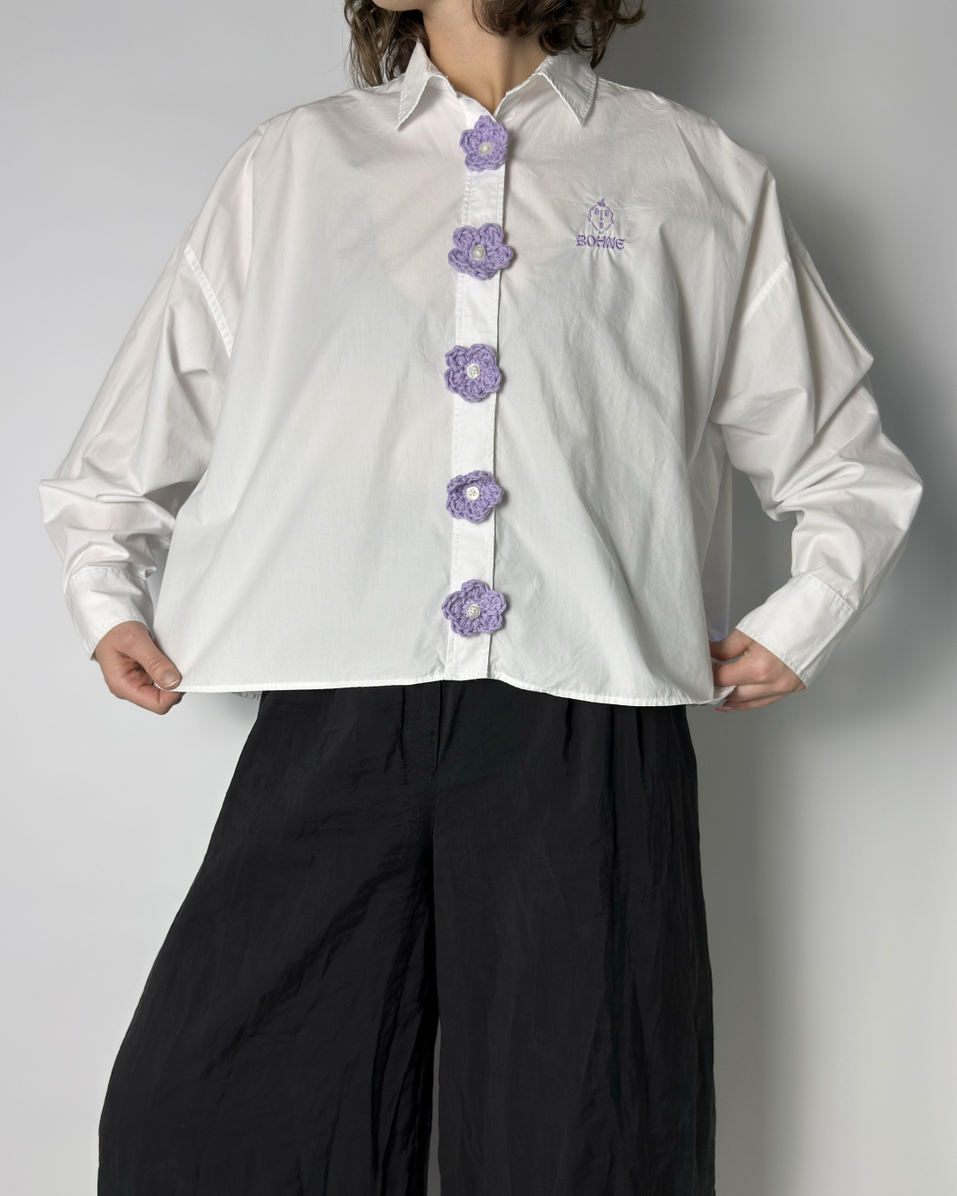 Crochet Kollektion | Blumen Hemd | Weiß