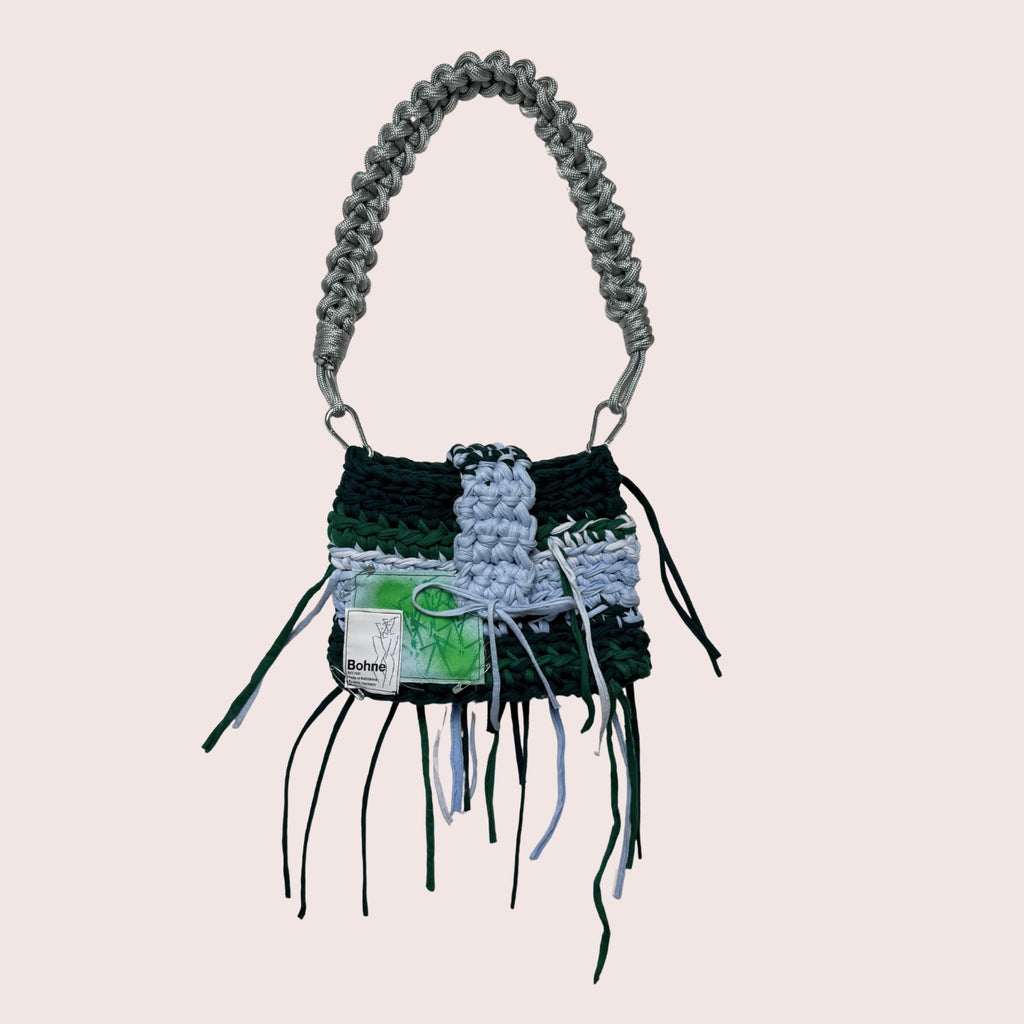 Crochet B-BAG aus recyceltem T-Shirt-Garn | blau, grün