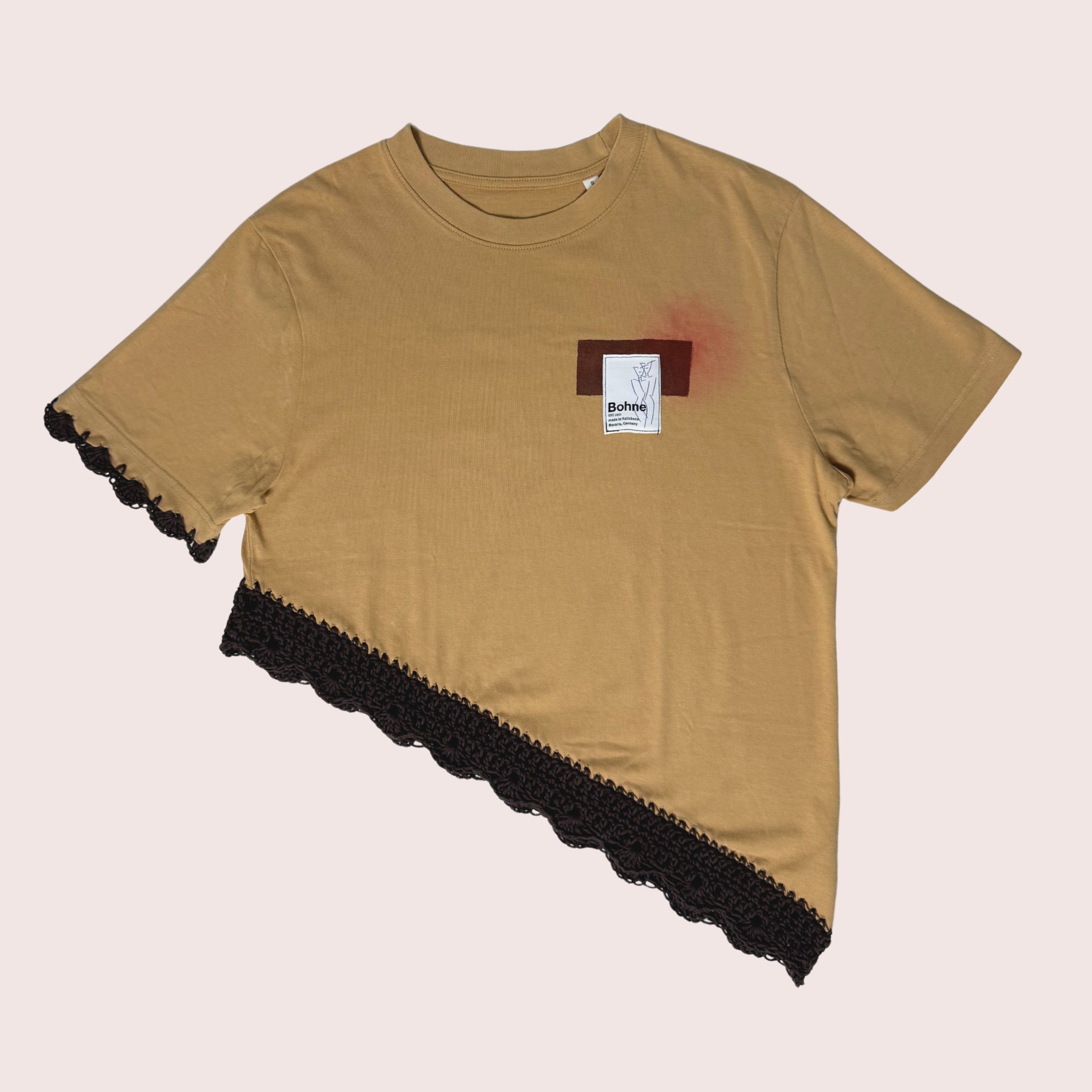 Upcycling Artwear | Relaxed T-Shirt | Braun / Rot | S
