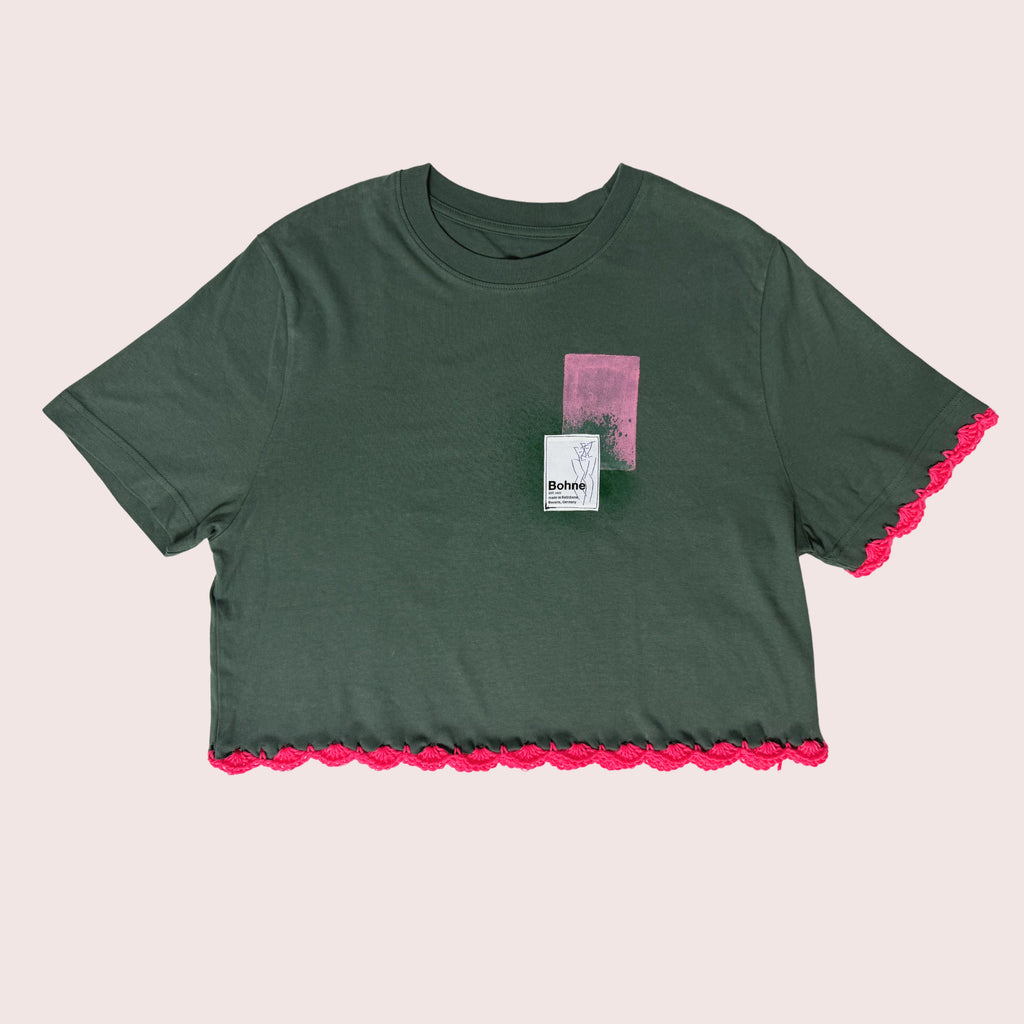 Upcycling Artwear | Relaxed T-Shirt | Pink / Grün | S