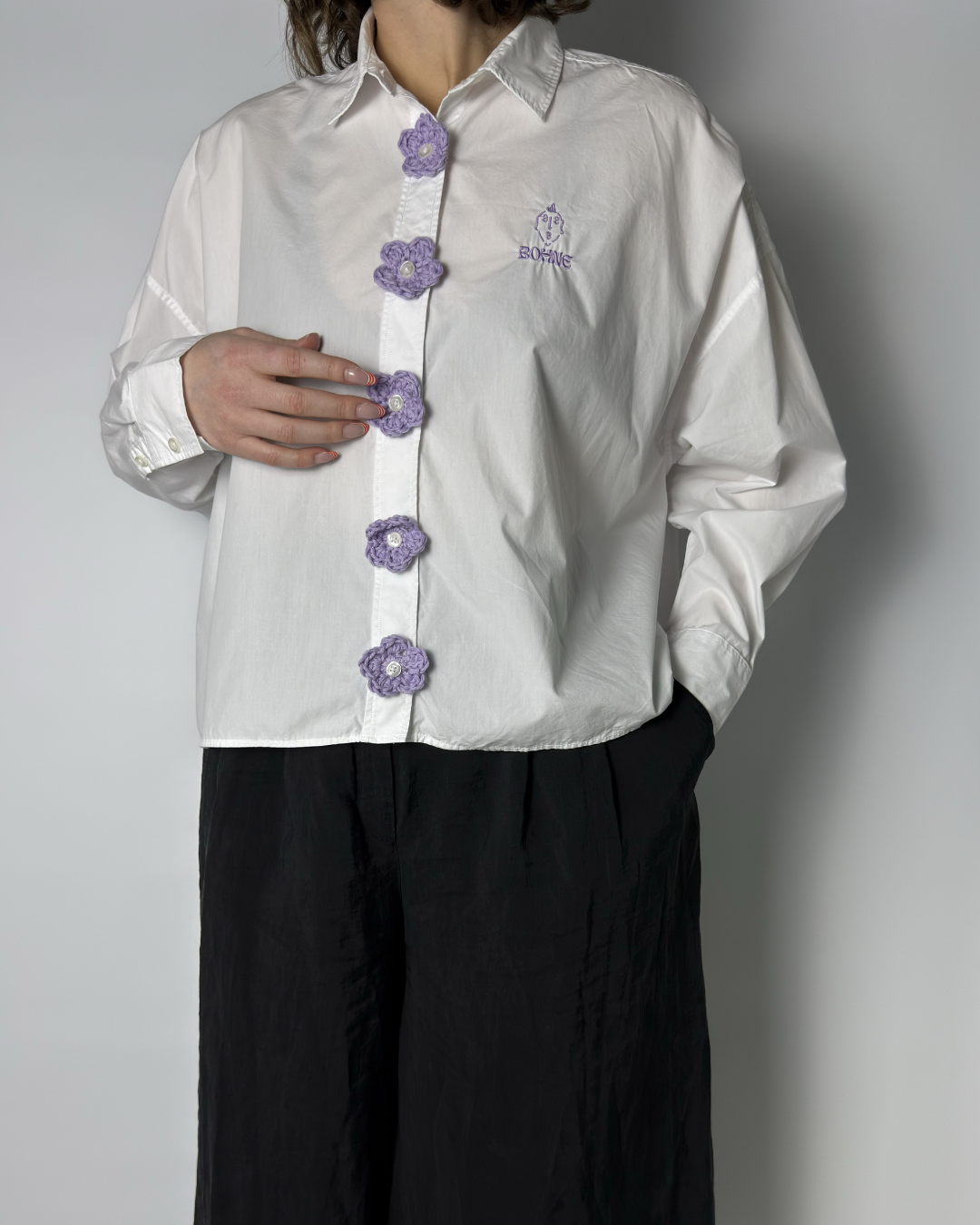 Crochet Kollektion | Blumen Hemd | Weiß