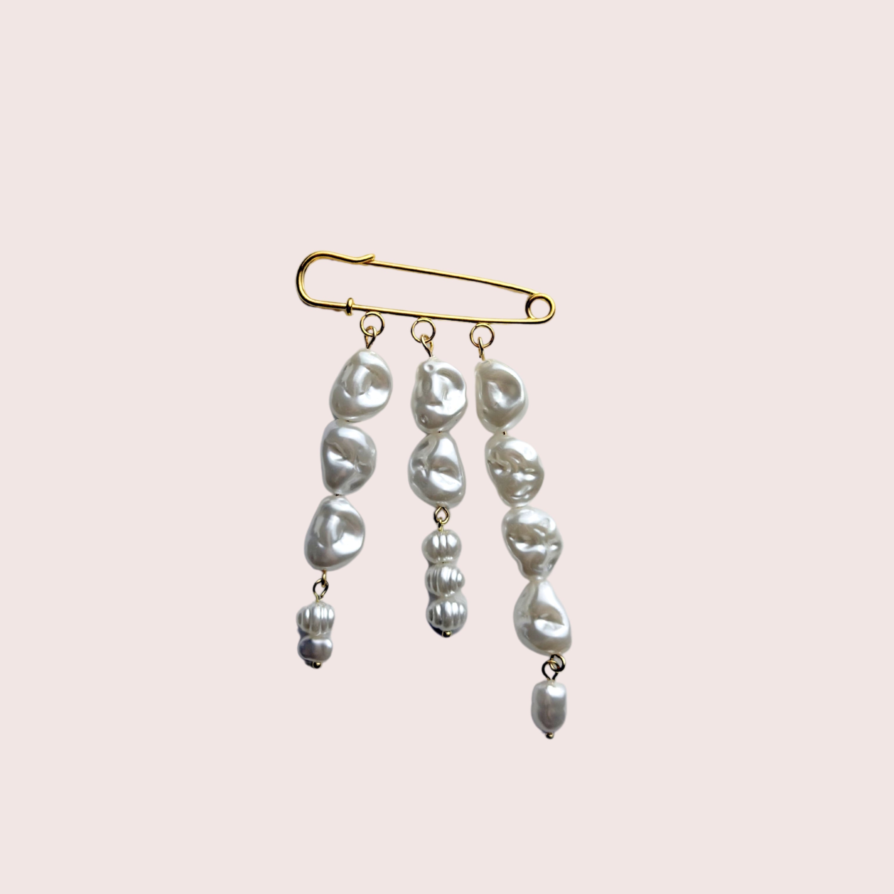 Triple Pin | Perlenbrosche gold
