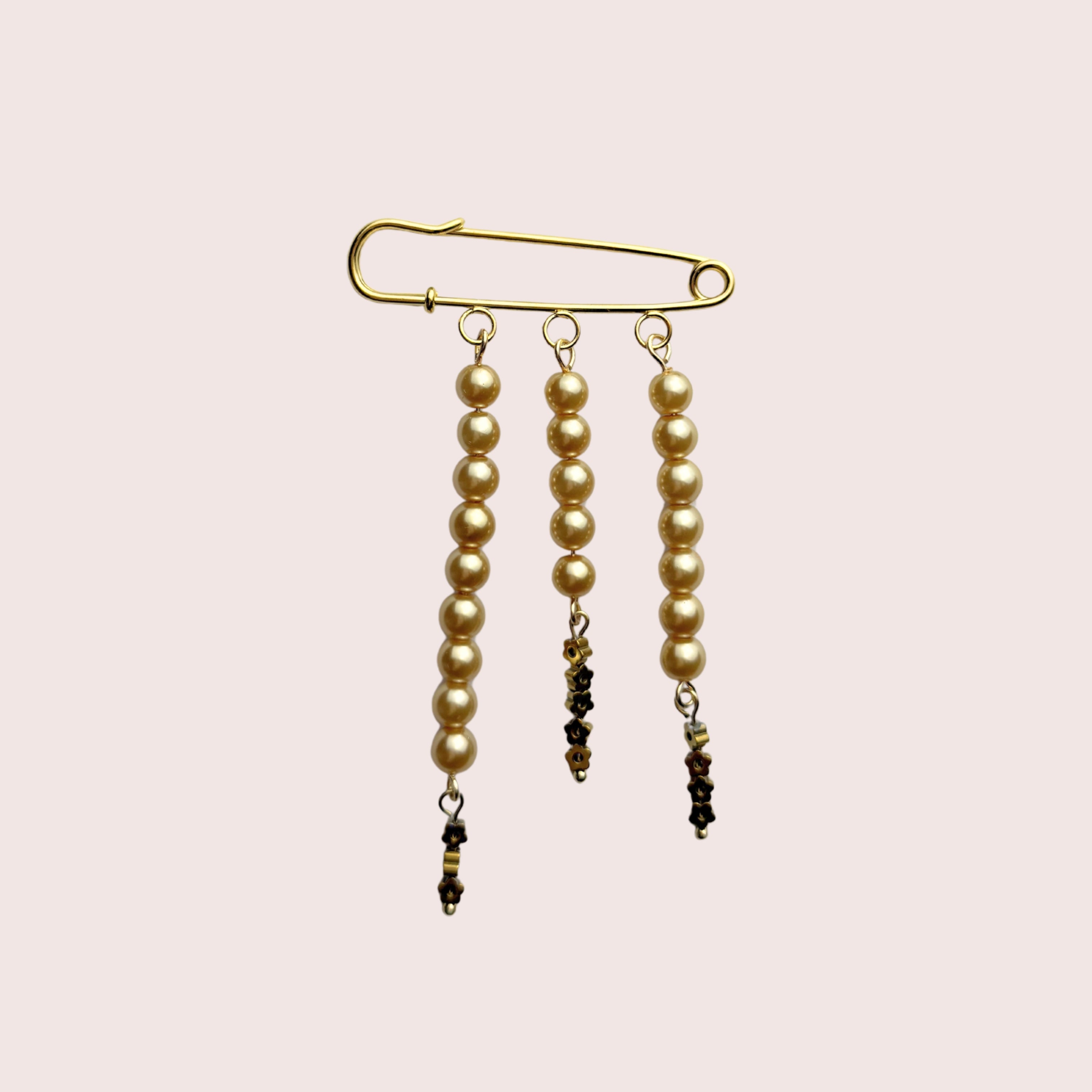 Triple Pin | Perlenbrosche gold
