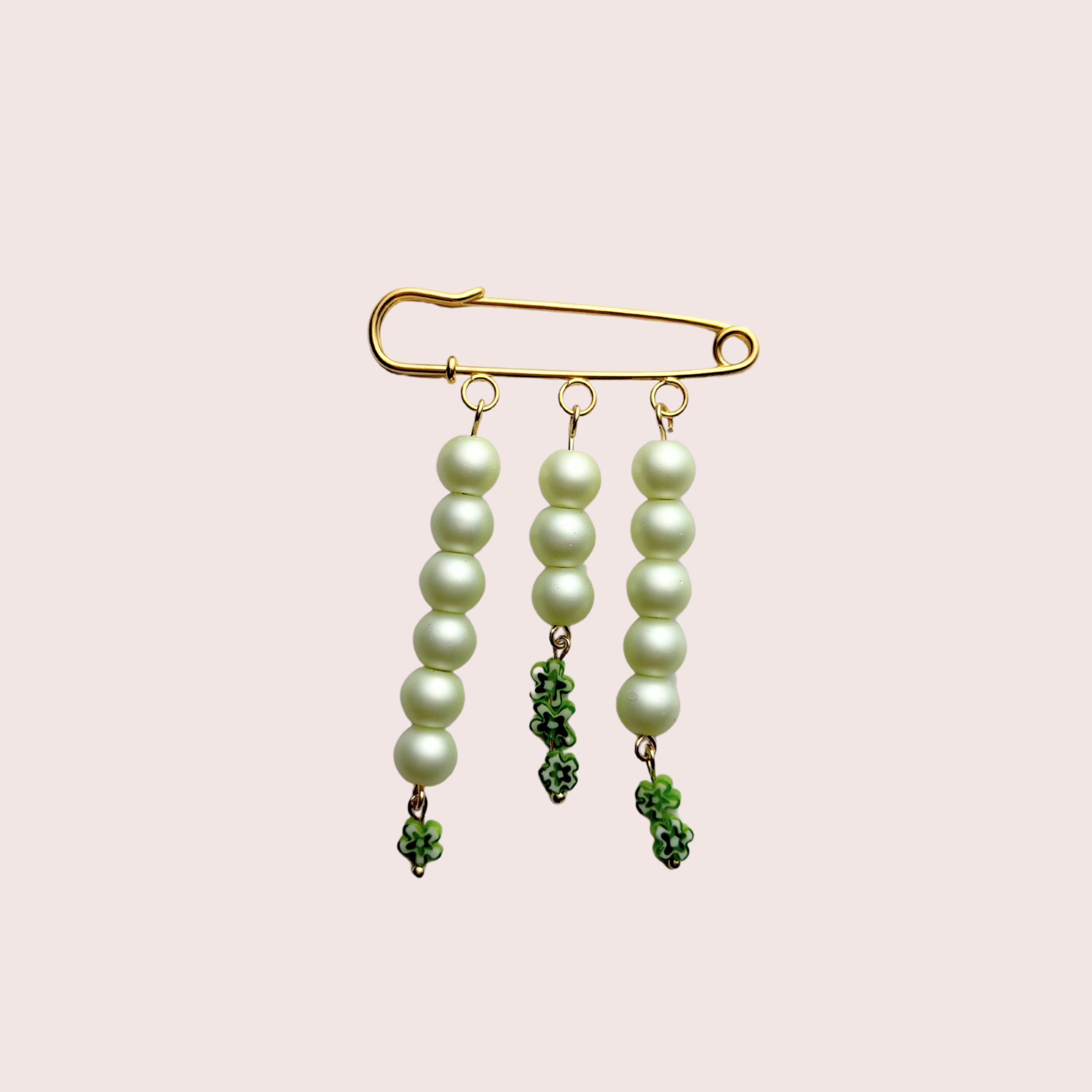 Triple Pin | Perlenbrosche gold