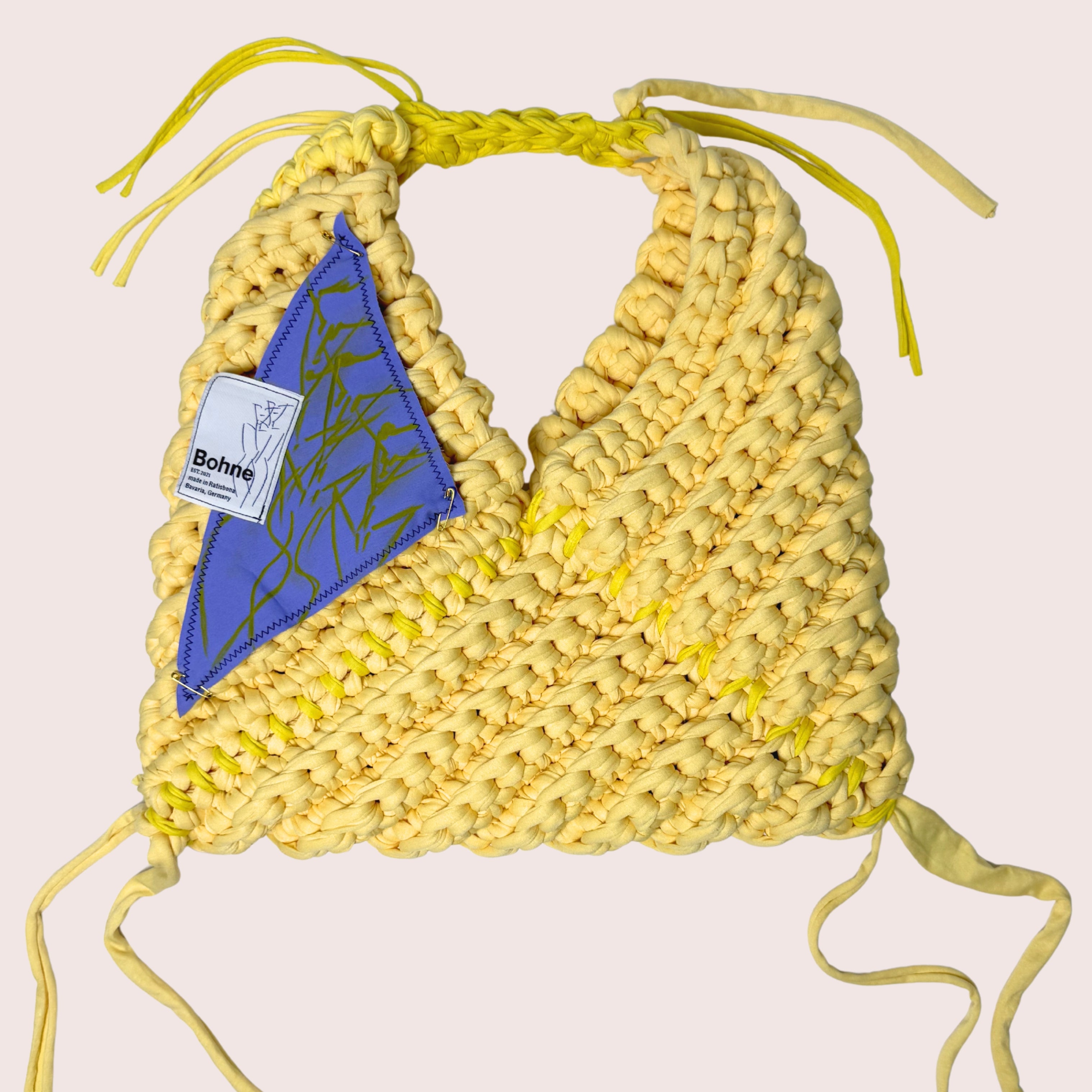 TRIA Butter Yellow XL | handgehäkelte Tasche aus Recyclinggarn