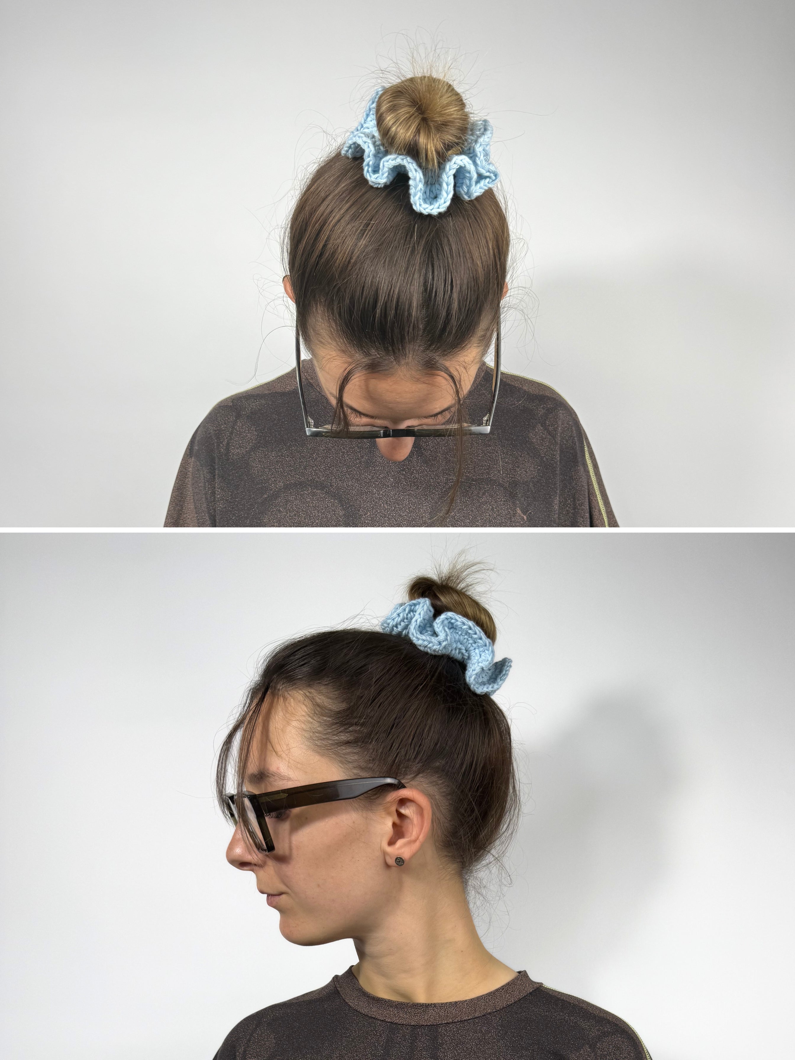 3 gehäkelte Baumwoll Scrunchies