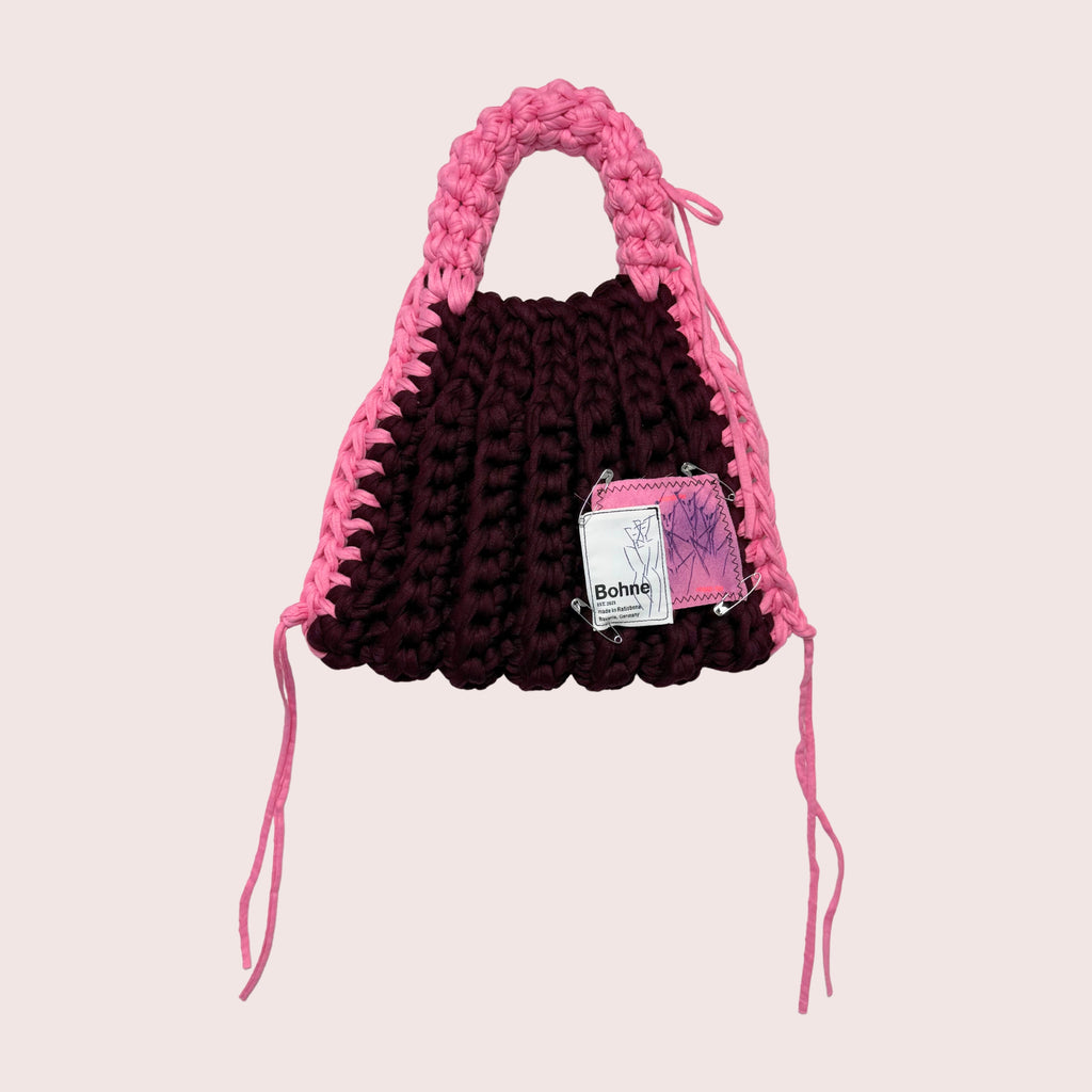 Crochet B-BAG aus recyceltem T-Shirt-Garn | gelb, dunkelgrau