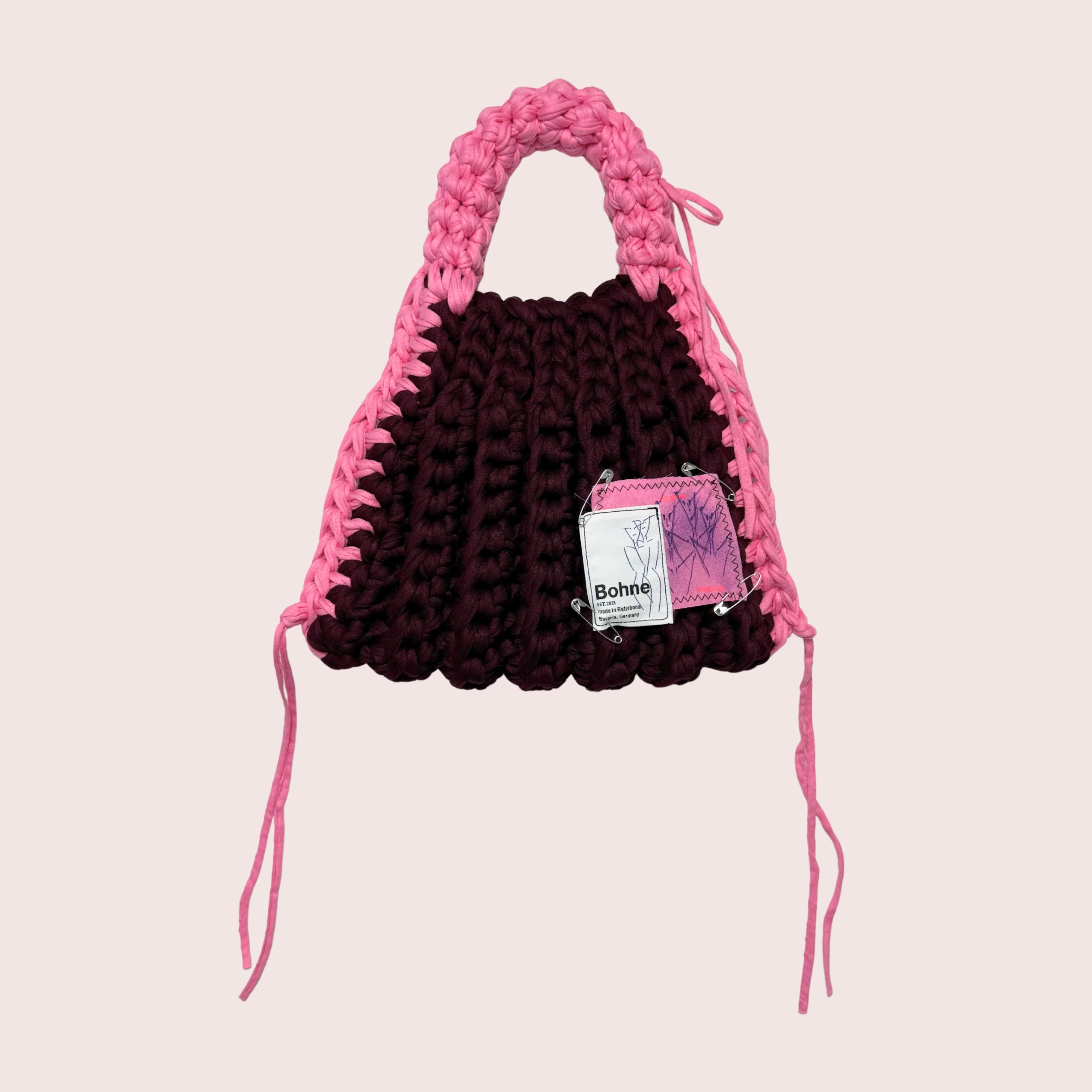 Crochet B-BAG aus recyceltem T-Shirt-Garn | gelb, dunkelgrau