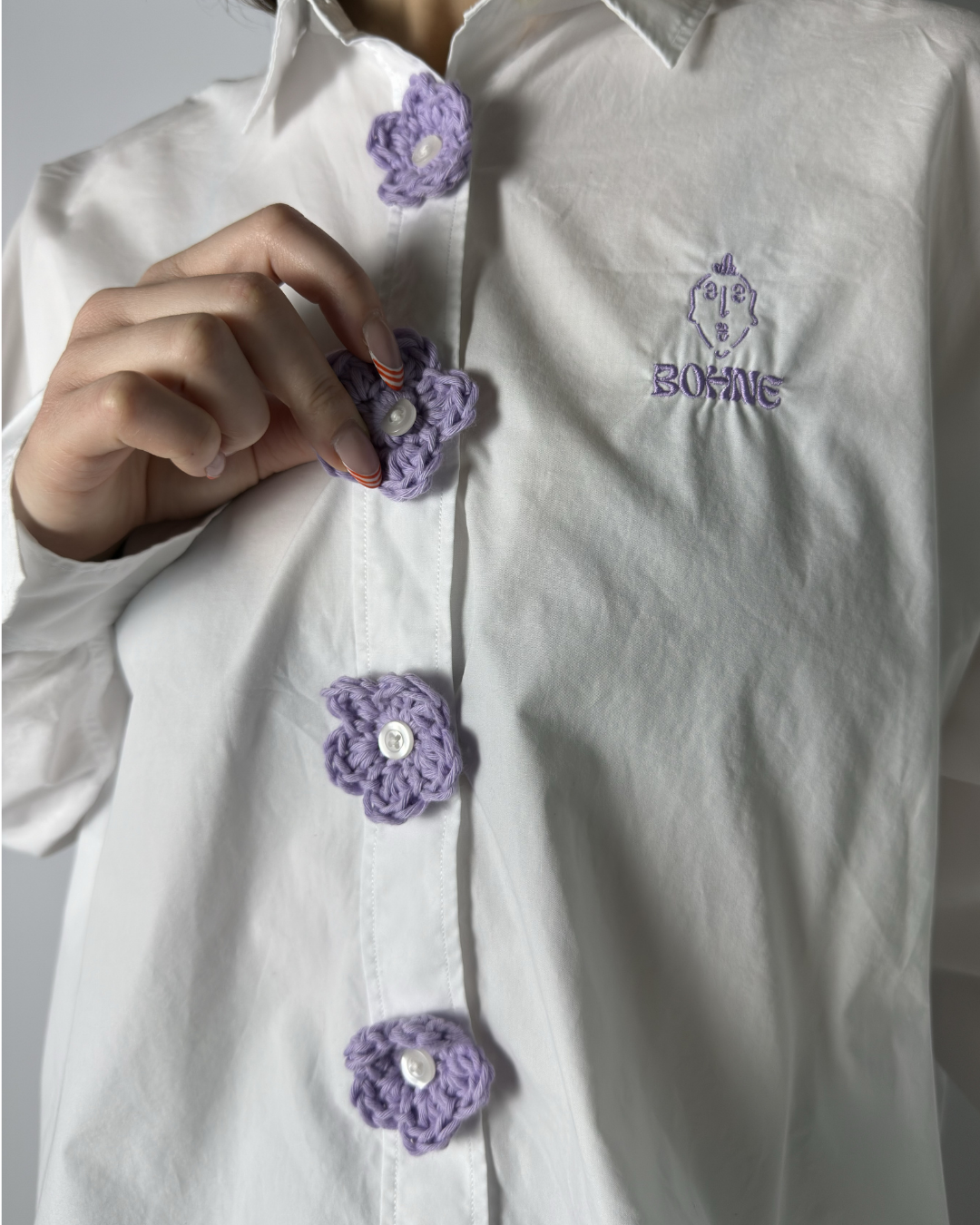 Crochet Kollektion | Blumen Hemd | Weiß