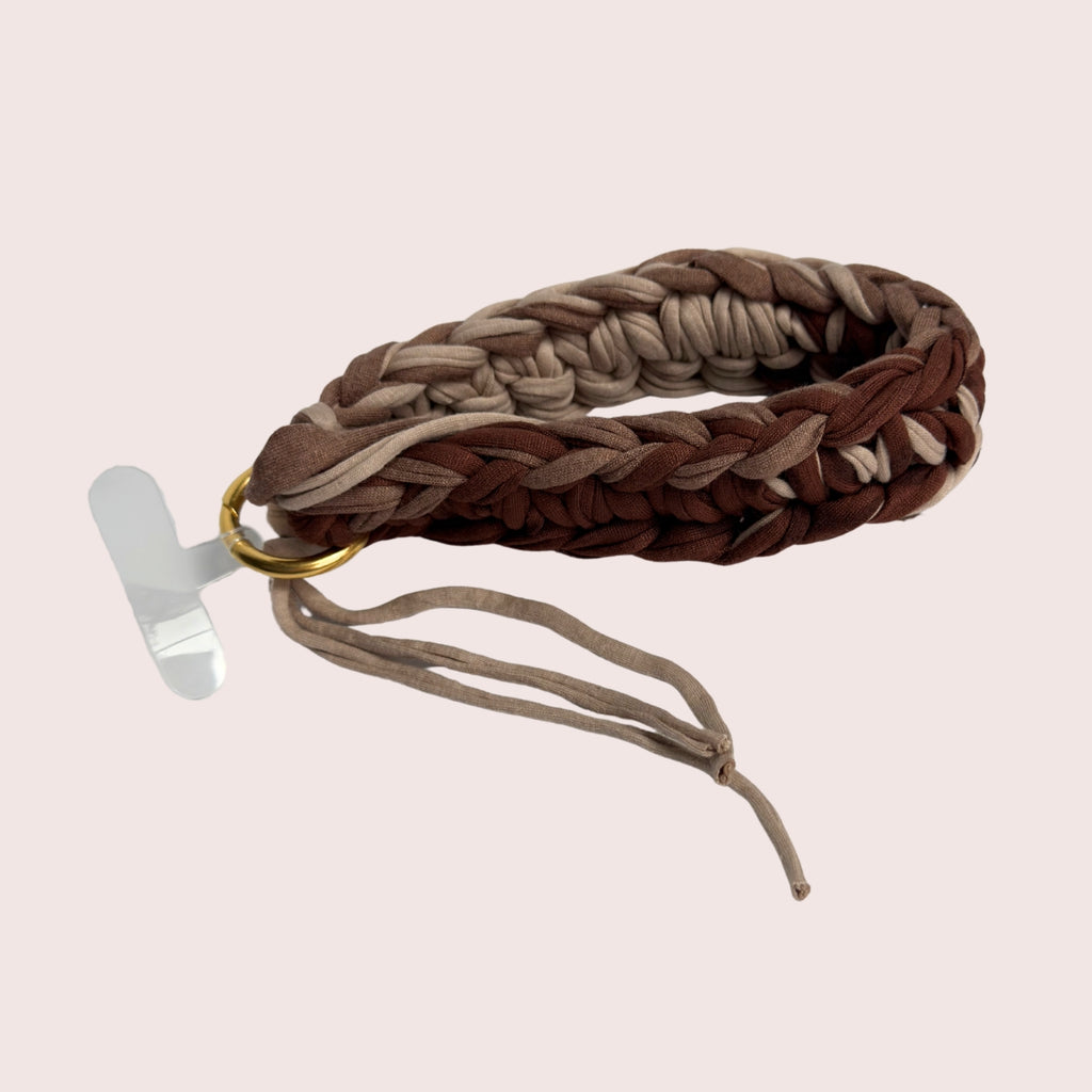 Handgehäkelter Handygurt aus recyceltem T-Shirt-Garn | Unikat