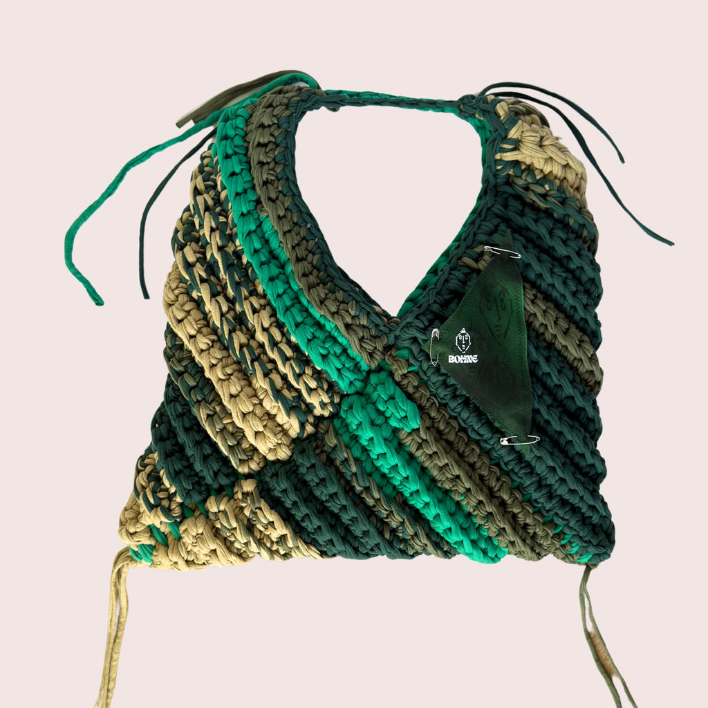 TRIA Moss Varié XL | handgehäkelte Tasche aus Recyclinggarn