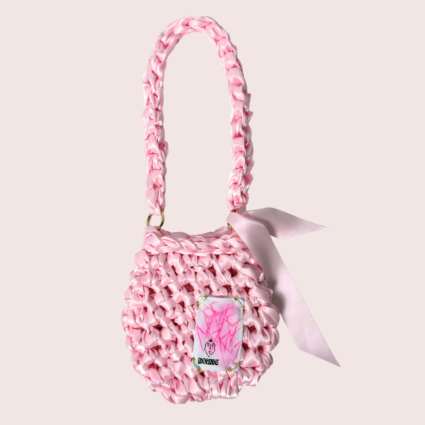 RIBBON Blush | Handgehäkelte Tasche aus Satinband