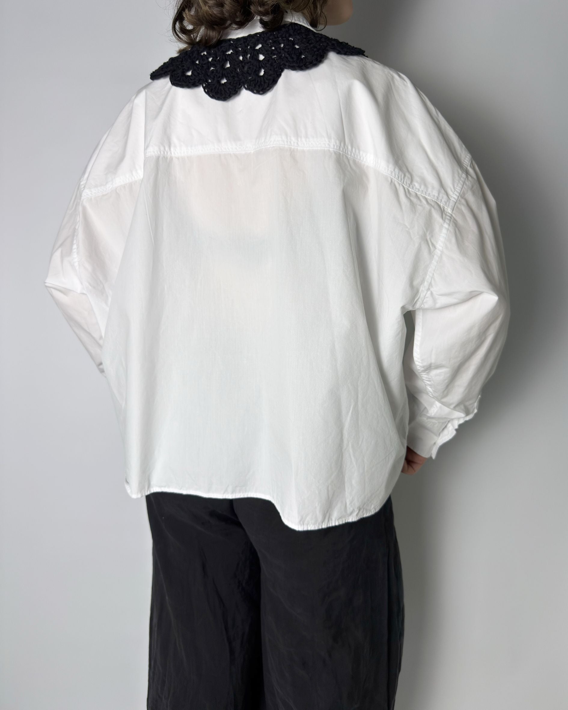 Crochet Kollektion | Baumwoll Kragen Hemd | Weiß