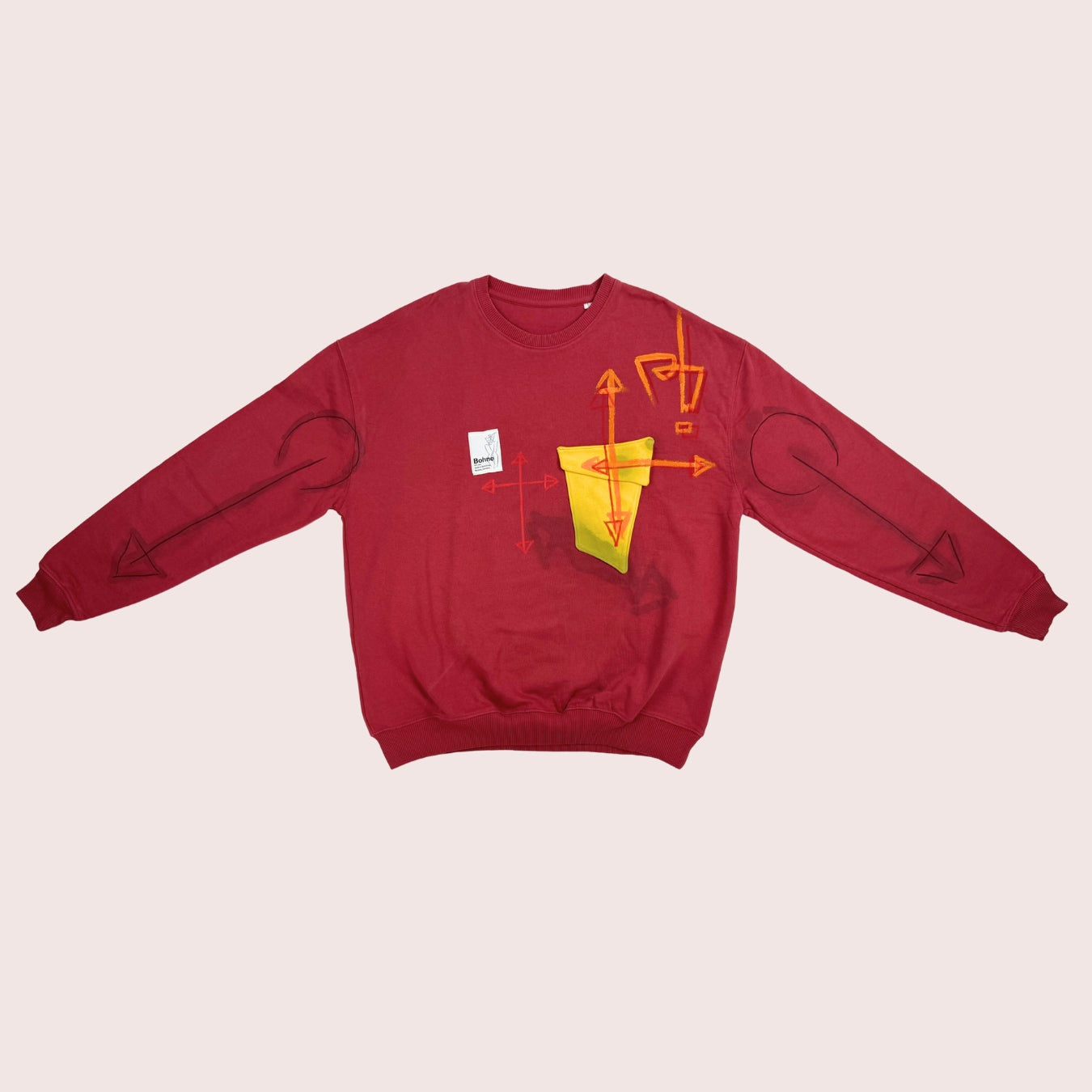 Handbemaltes Sweatshirt mit Tasche aus Bio-Baumwolle | L