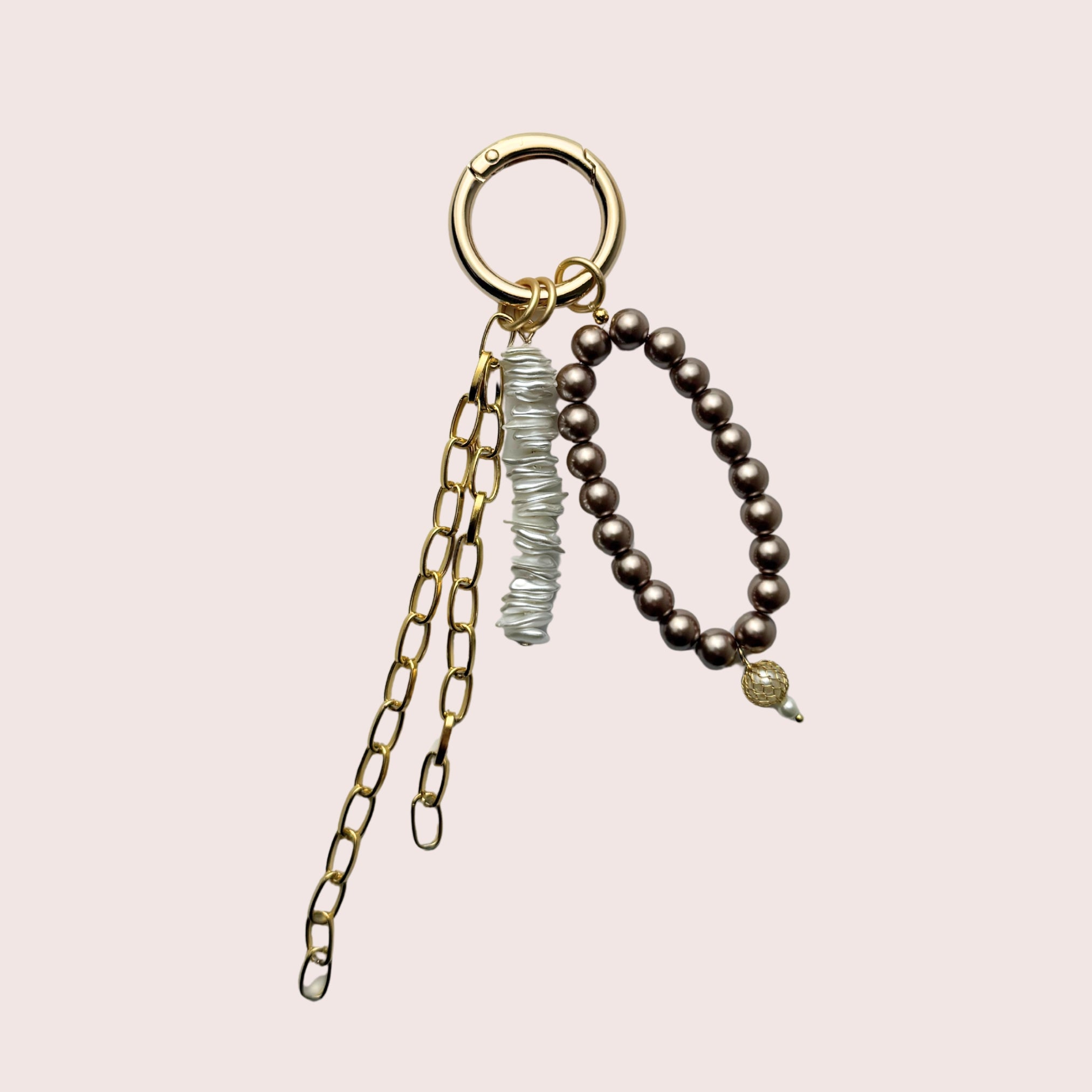 Schlüsselanhänger, Taschenanhänger, Hosenanhänger, Accessoires mit Perlen in gold Nr.6