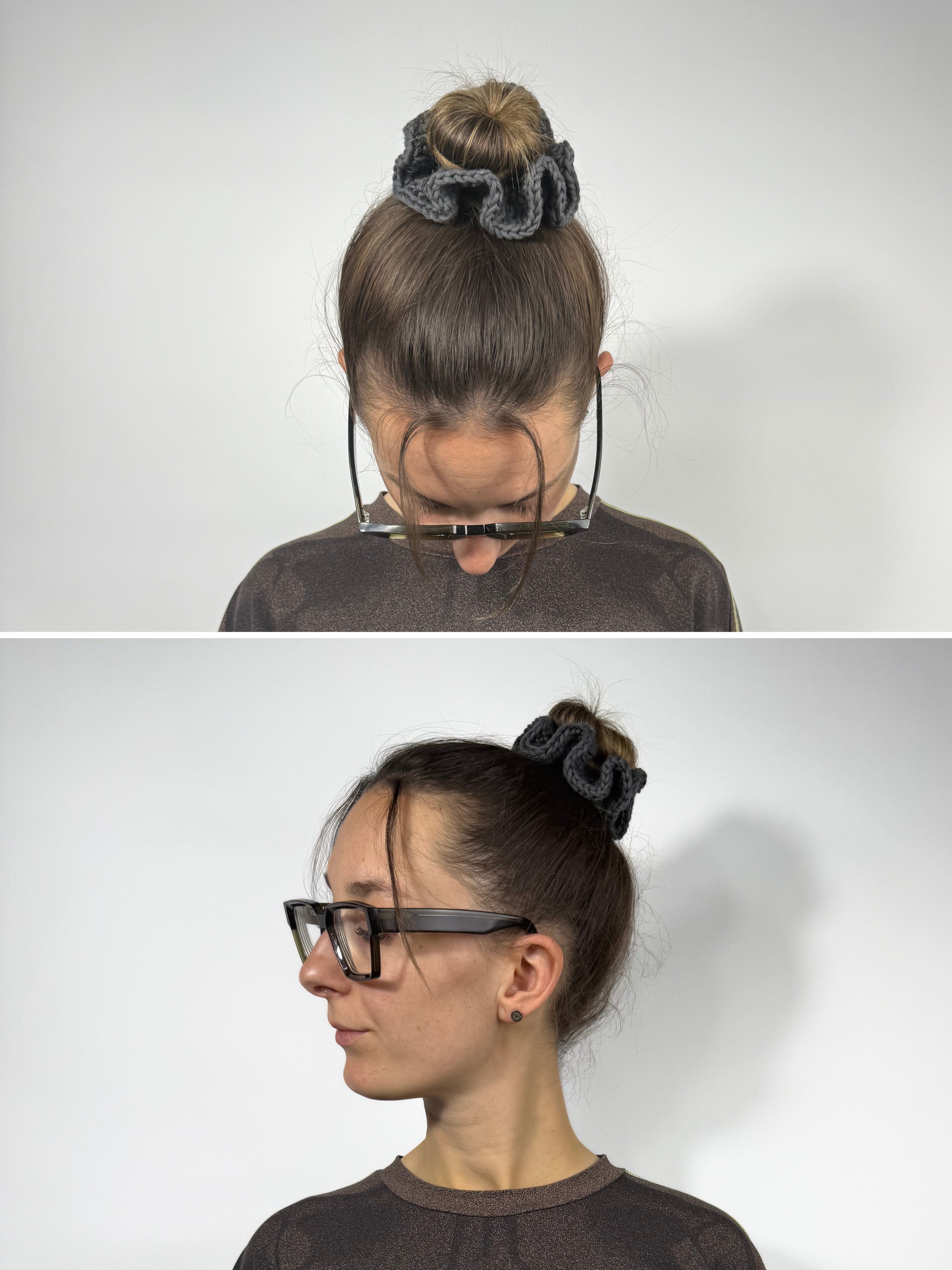 gehäkelter Haargummi aus Baumwolle in dunkelgrau | farbe:graphit|typ:getragen