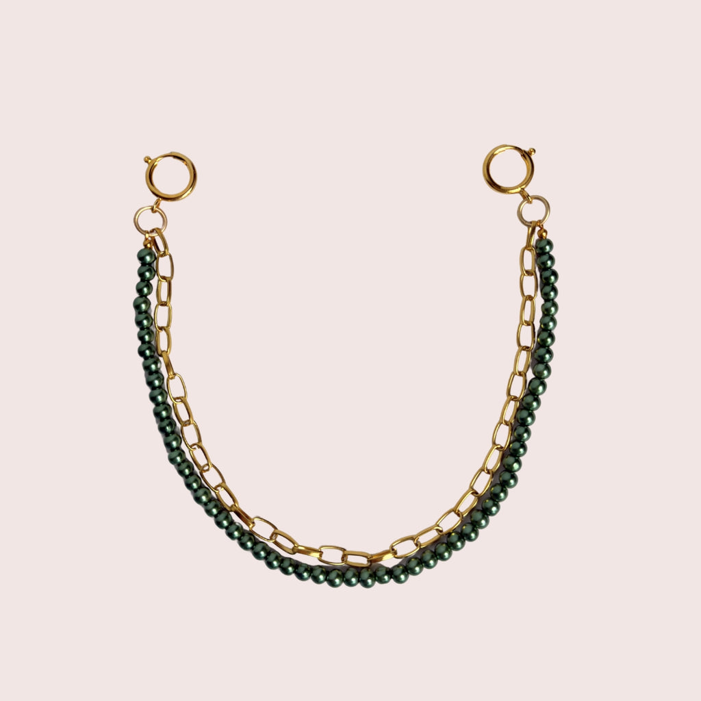 handgemachte mit Perlen verzierte Taschen- oder Hosenkette in gold Nr.1