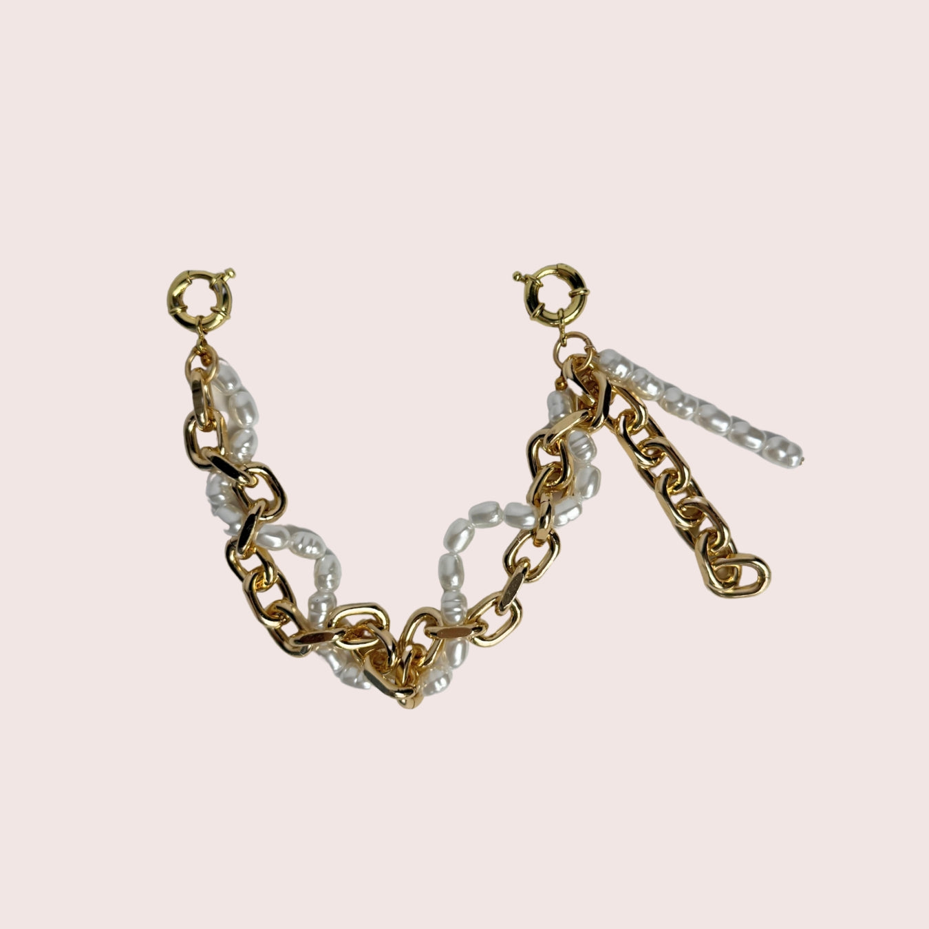 handgemachte mit Perlen verzierte Taschen- oder Hosenkette in gold Nr.2