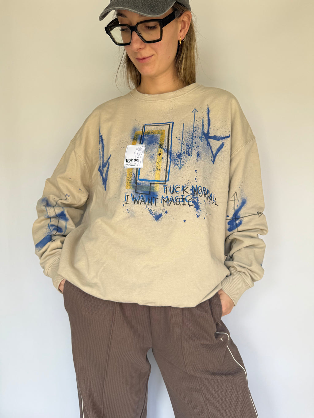 Handbemaltes Sweatshirt aus Bio-Baumwolle | L