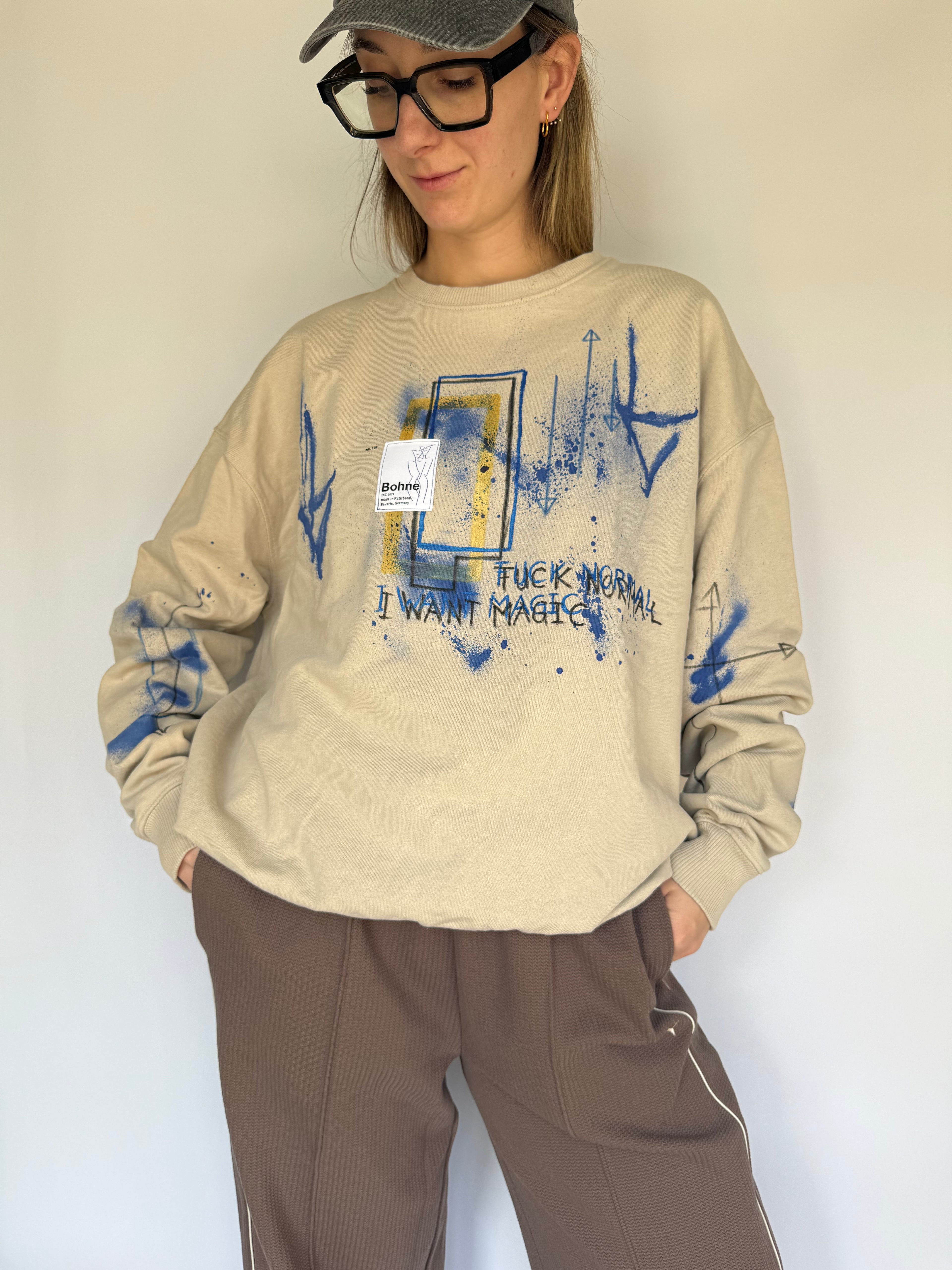 Handbemaltes Sweatshirt aus Bio-Baumwolle | L