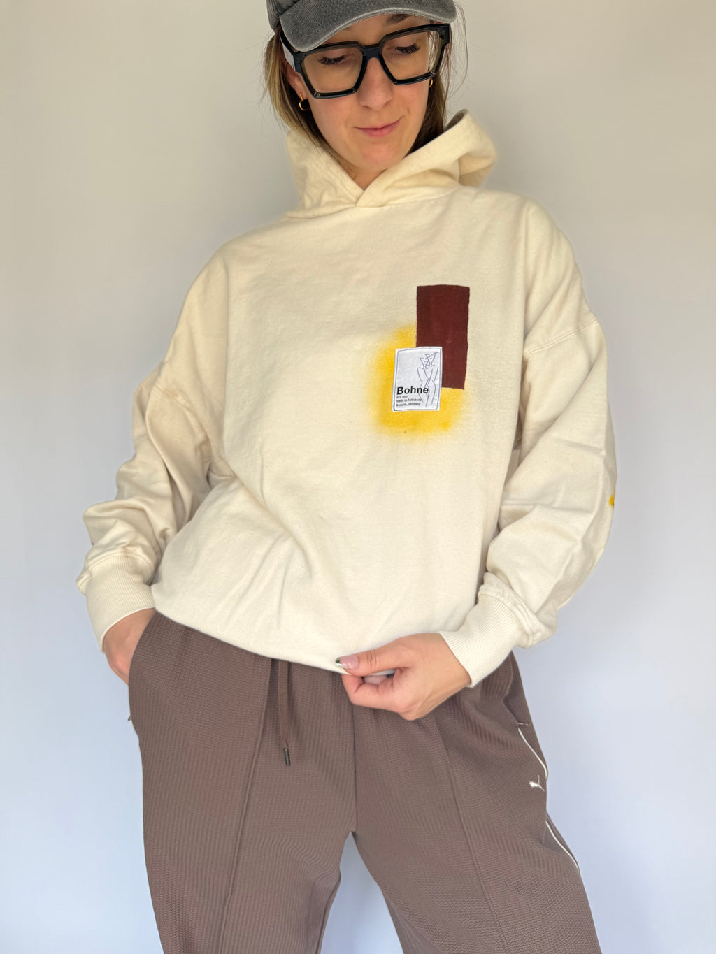 Handbemalter Hoodie aus Bio-Baumwolle | S