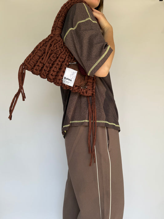 Crochet B-BAG aus recyceltem T-Shirt-Garn | braun