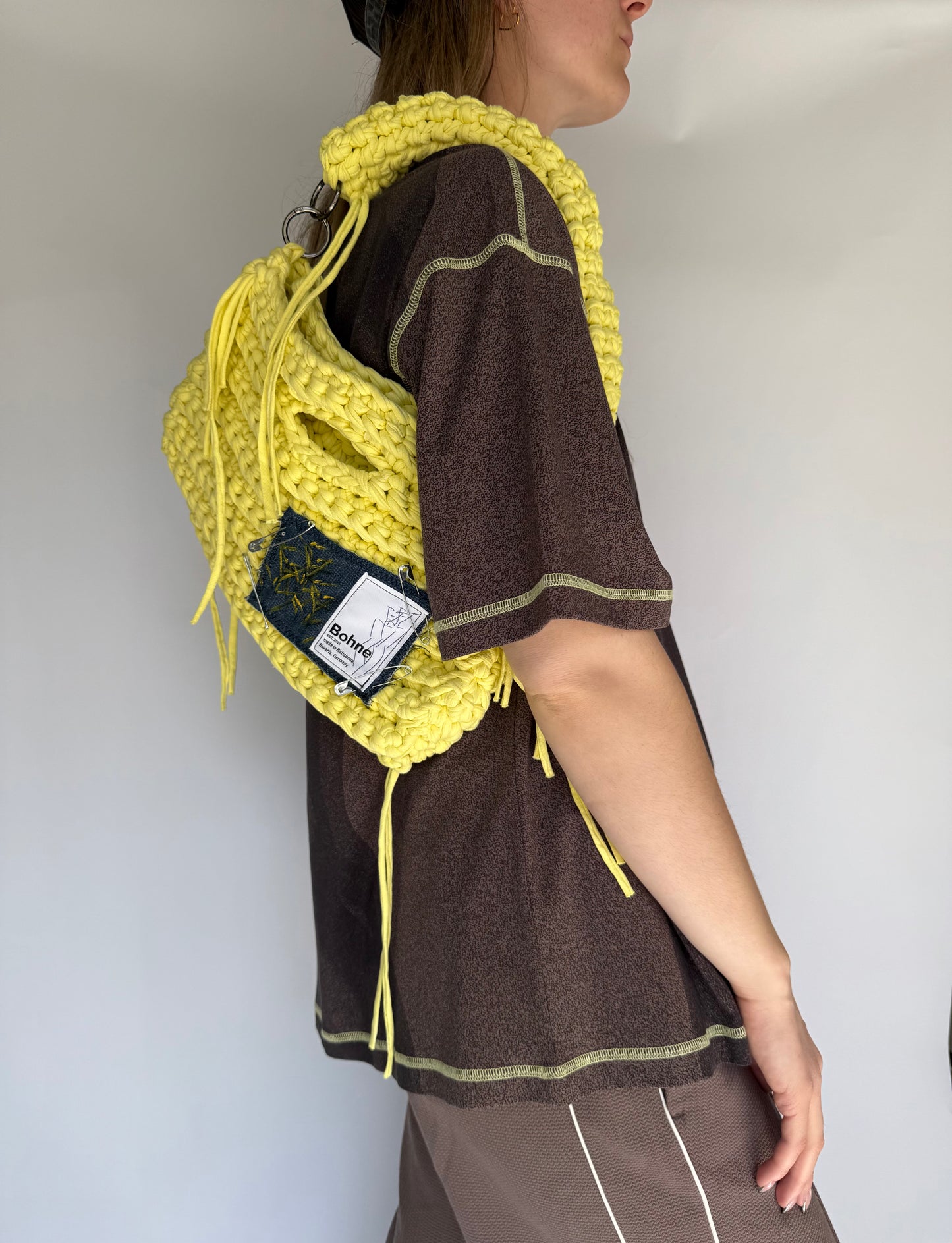 Crochet B-BAG aus recyceltem T-Shirt-Garn | gelb