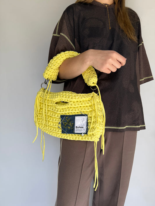 Crochet B-BAG aus recyceltem T-Shirt-Garn | gelb