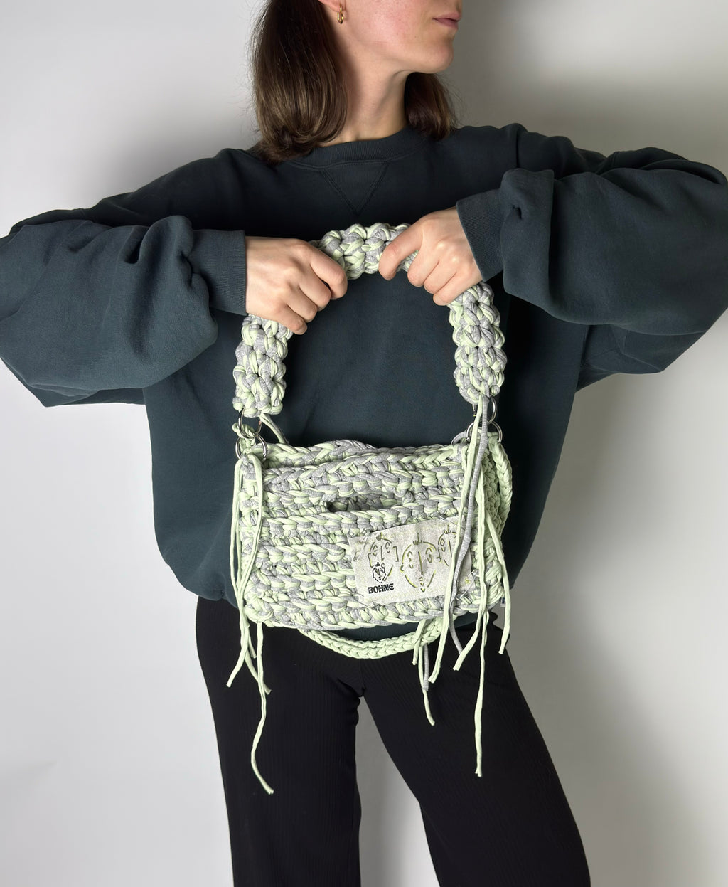 MODUL Mint | handgehäkelte Tasche aus Recyclinggarn