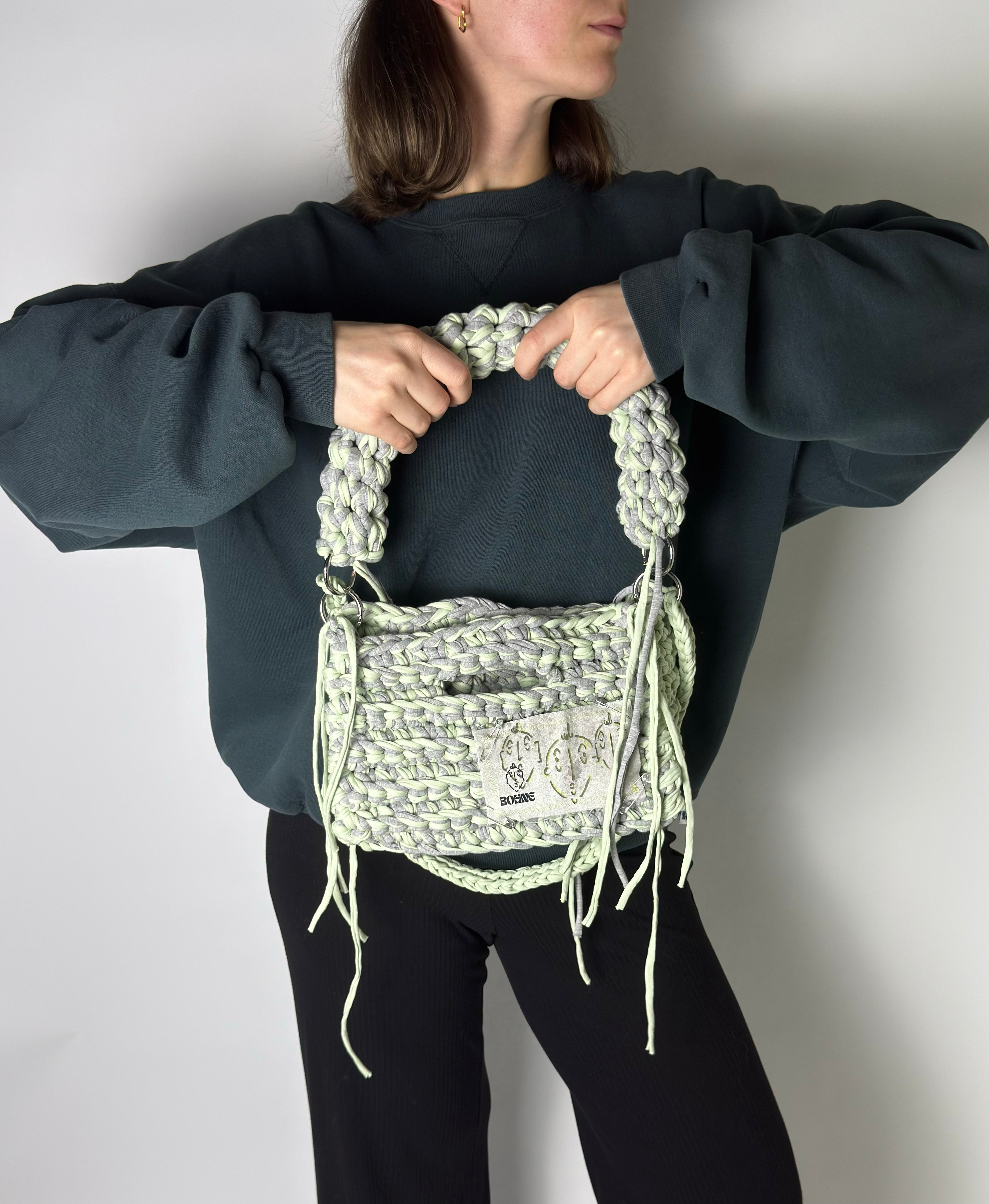 MODUL Mint | handgehäkelte Tasche aus Recyclinggarn