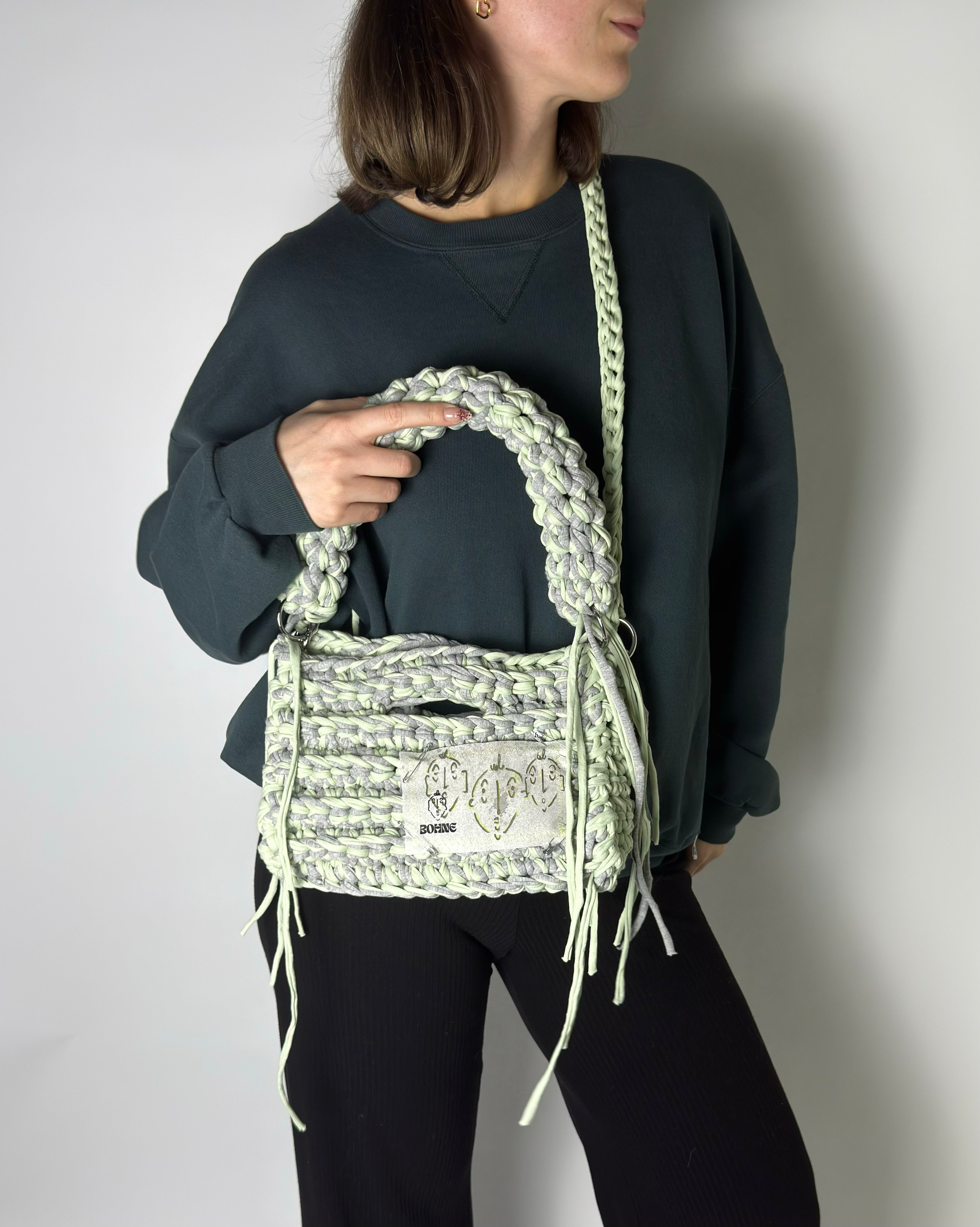 MODUL Mint | handgehäkelte Tasche aus Recyclinggarn