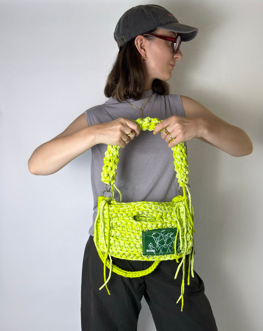 MODUL Lime | handgehäkelte Tasche aus Recyclinggarn
