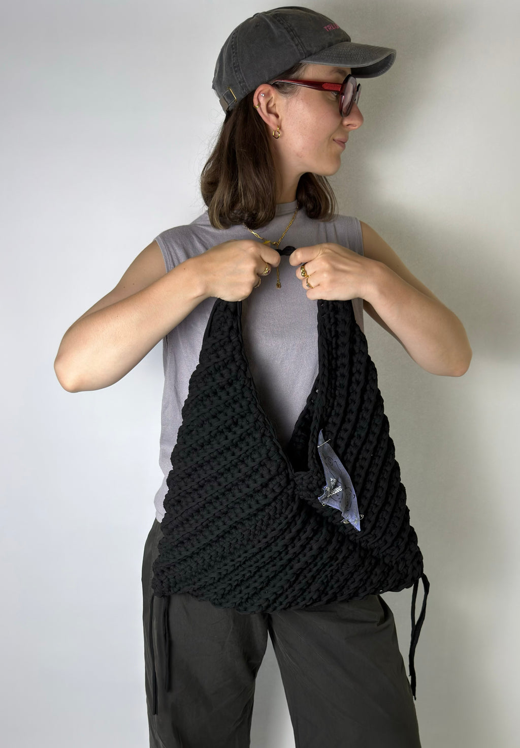 TRIA Midnight XL | handgehäkelte Tasche aus Recyclinggarn