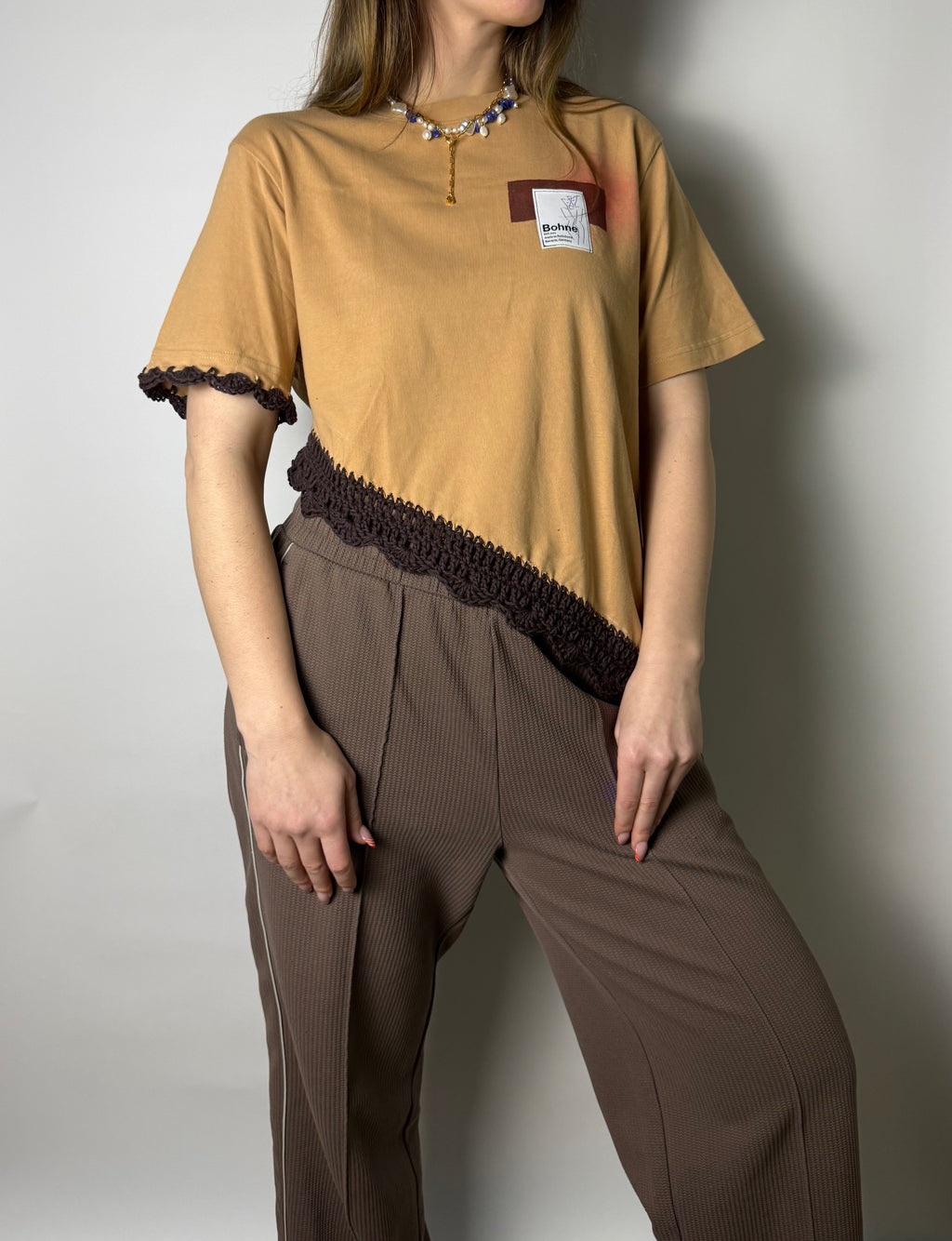 Upcycling Artwear | Relaxed T-Shirt | Braun / Rot | S