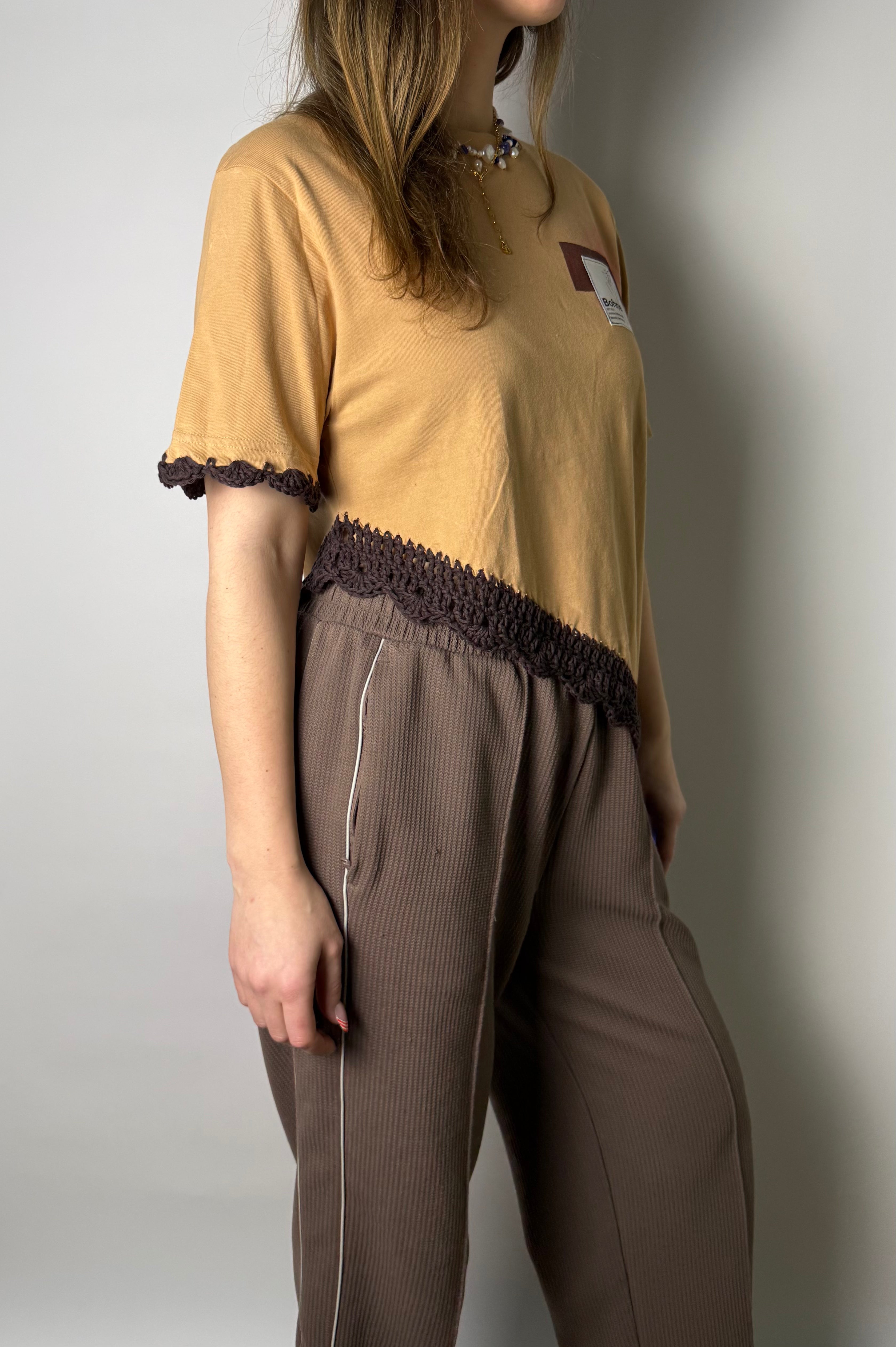 Upcycling Artwear | Relaxed T-Shirt | Braun / Rot | S