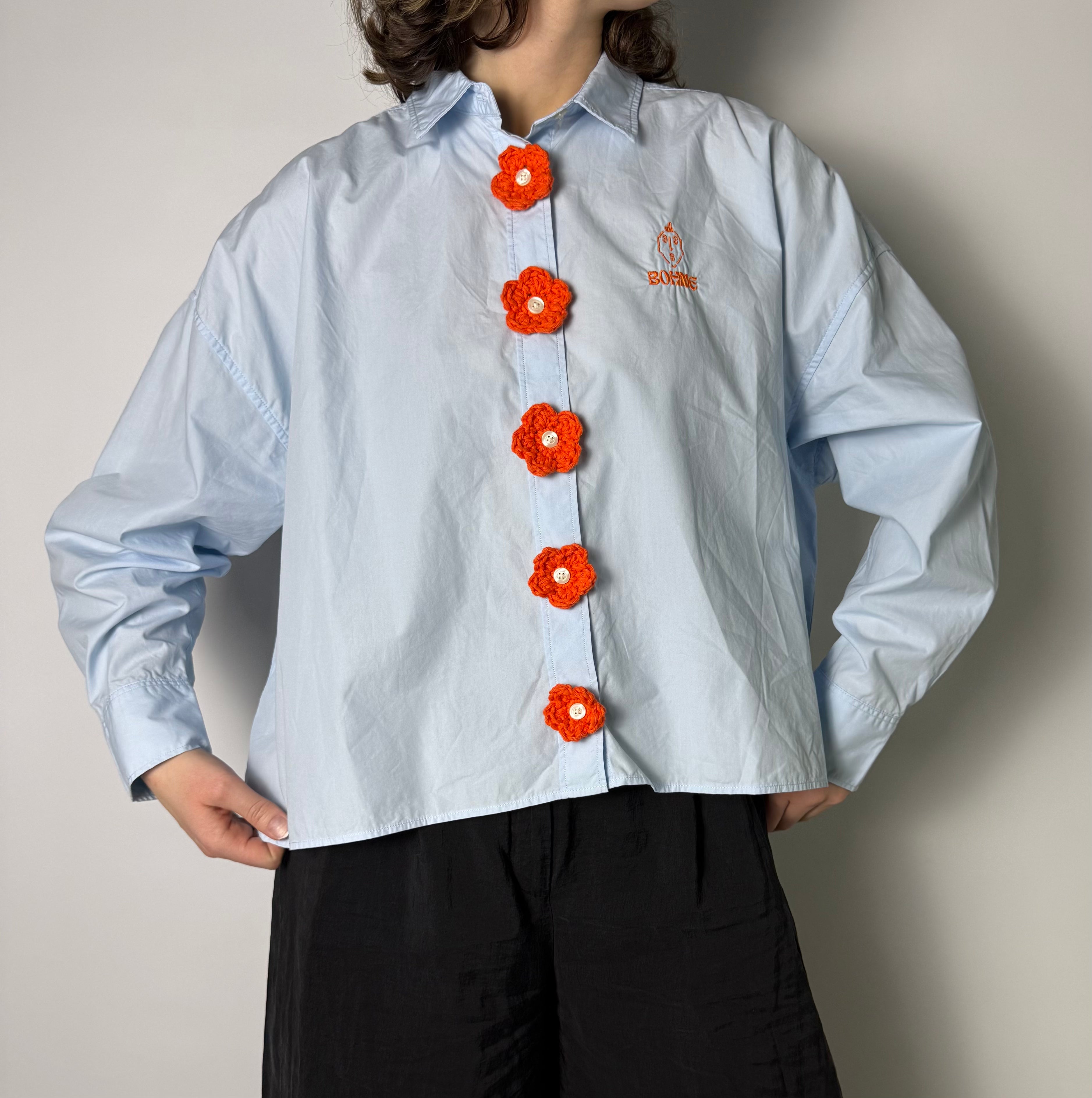 Crochet Kollektion | Blumen Hemd | Blau