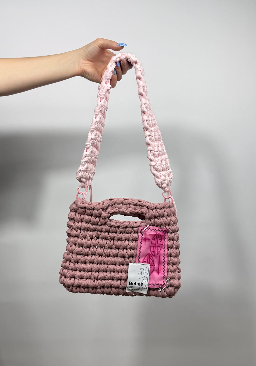 Crochet B-BAG aus recyceltem T-Shirt-Garn | rosa