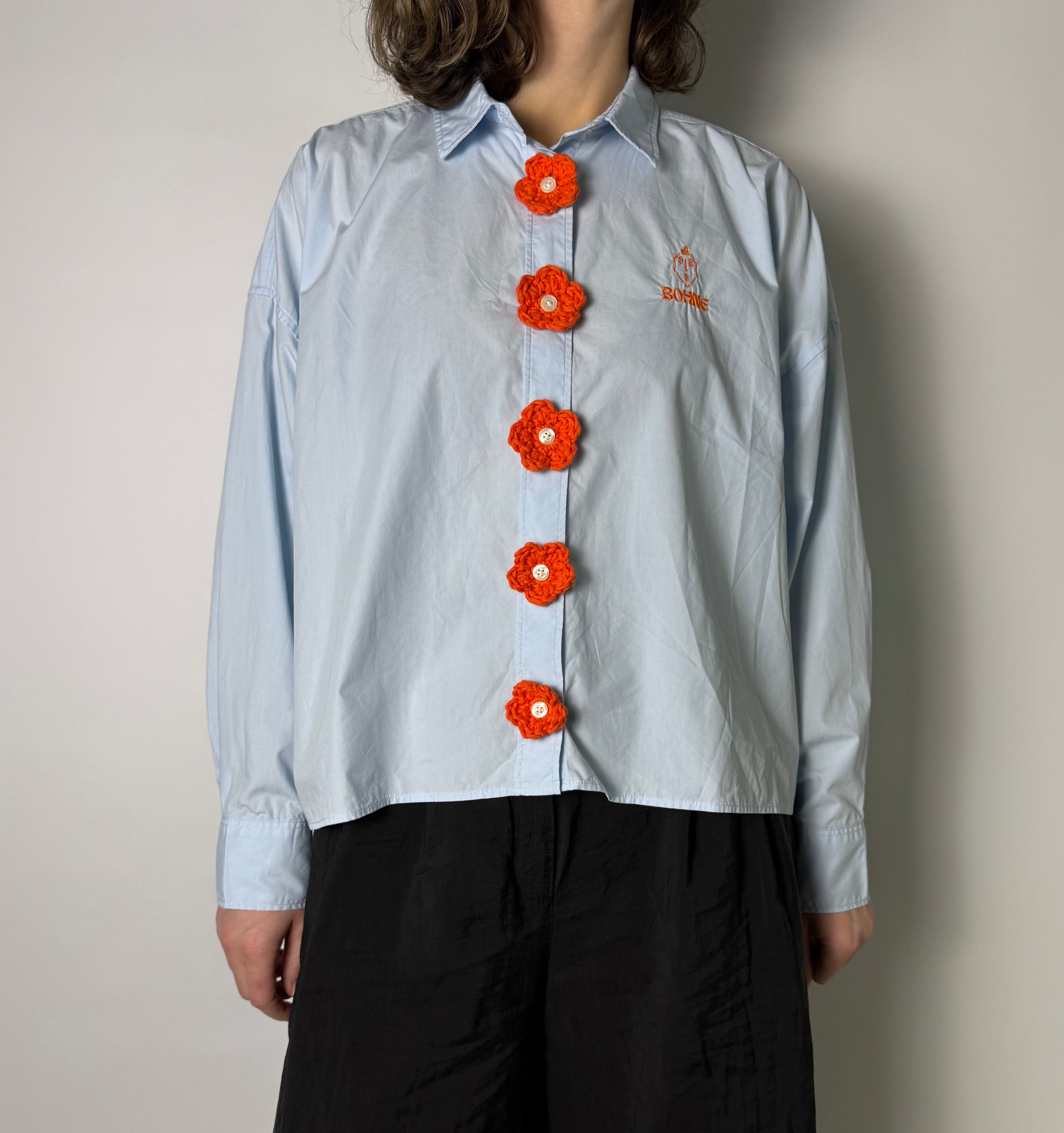 Crochet Kollektion | Blumen Hemd | Blau