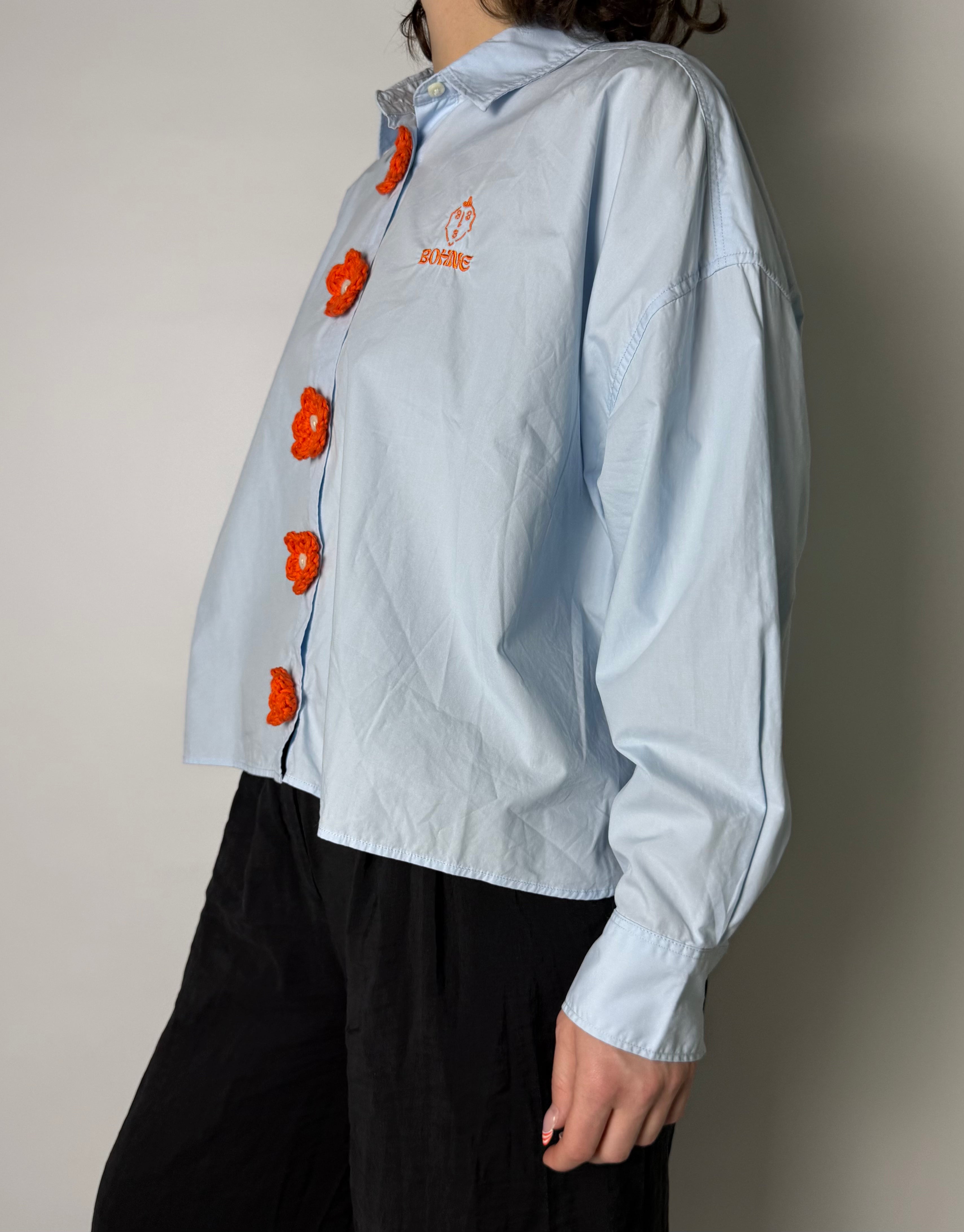 Crochet Kollektion | Blumen Hemd | Blau