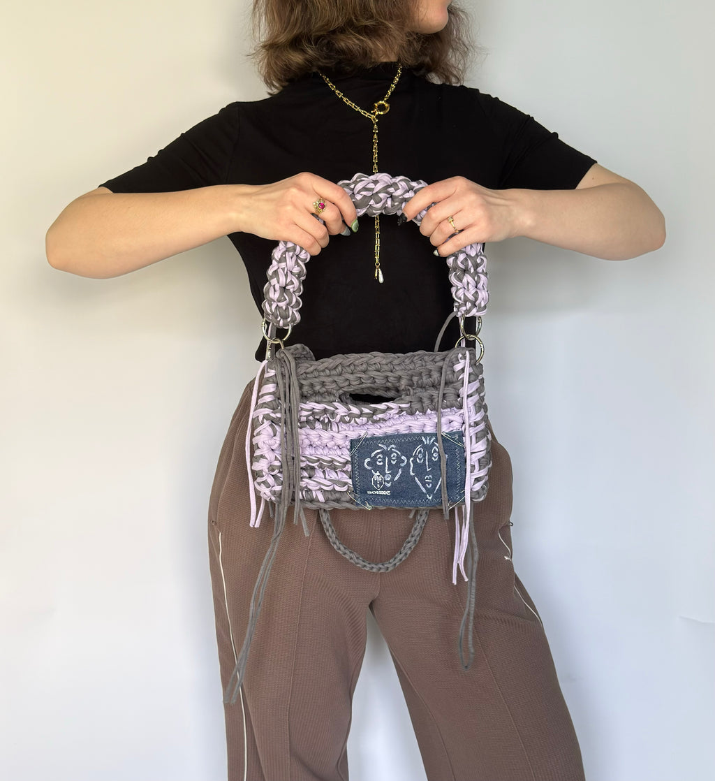 MODUL Lilac | handgehäkelte Tasche aus Recyclinggarn