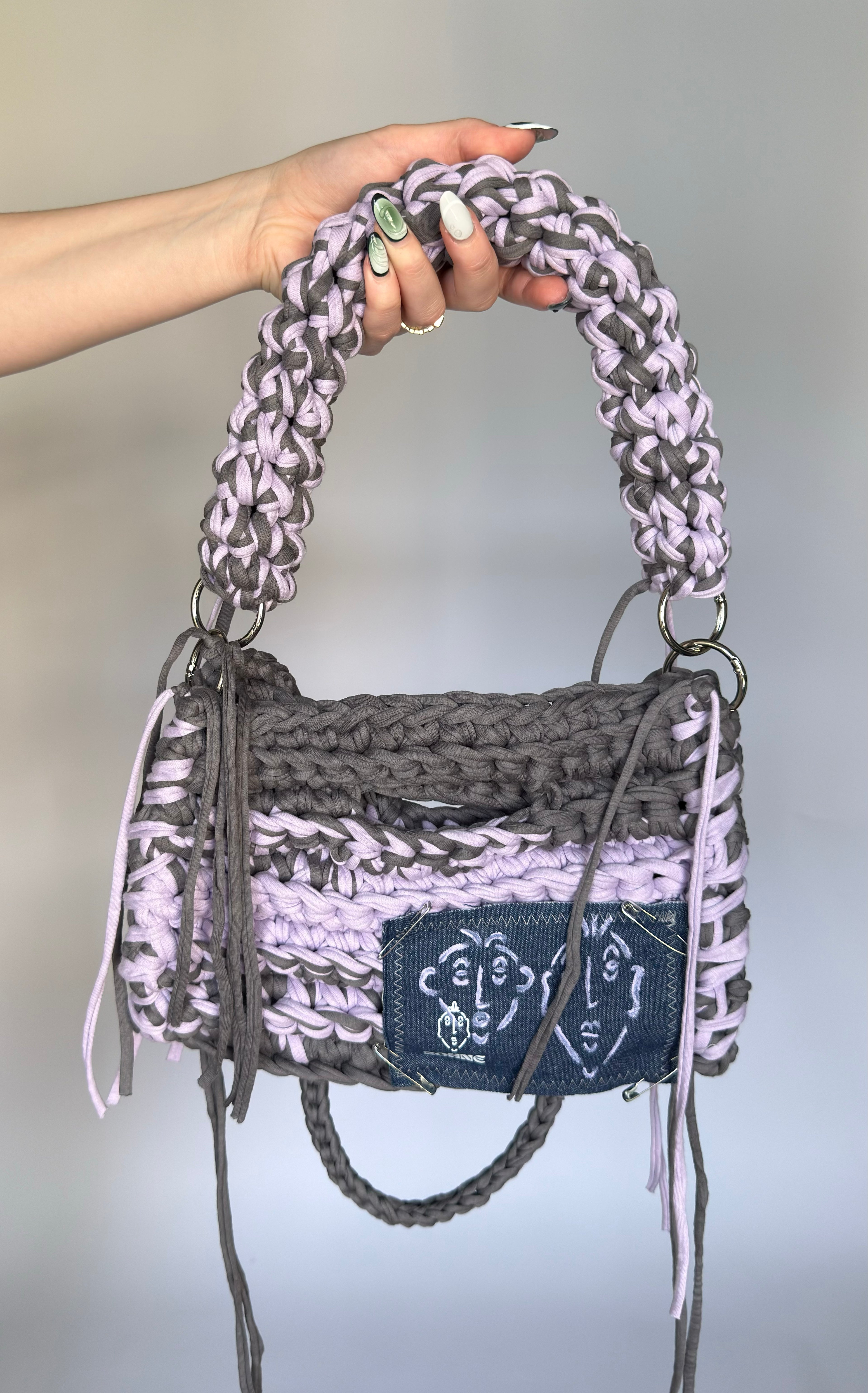 MODUL Lilac | handgehäkelte Tasche aus Recyclinggarn