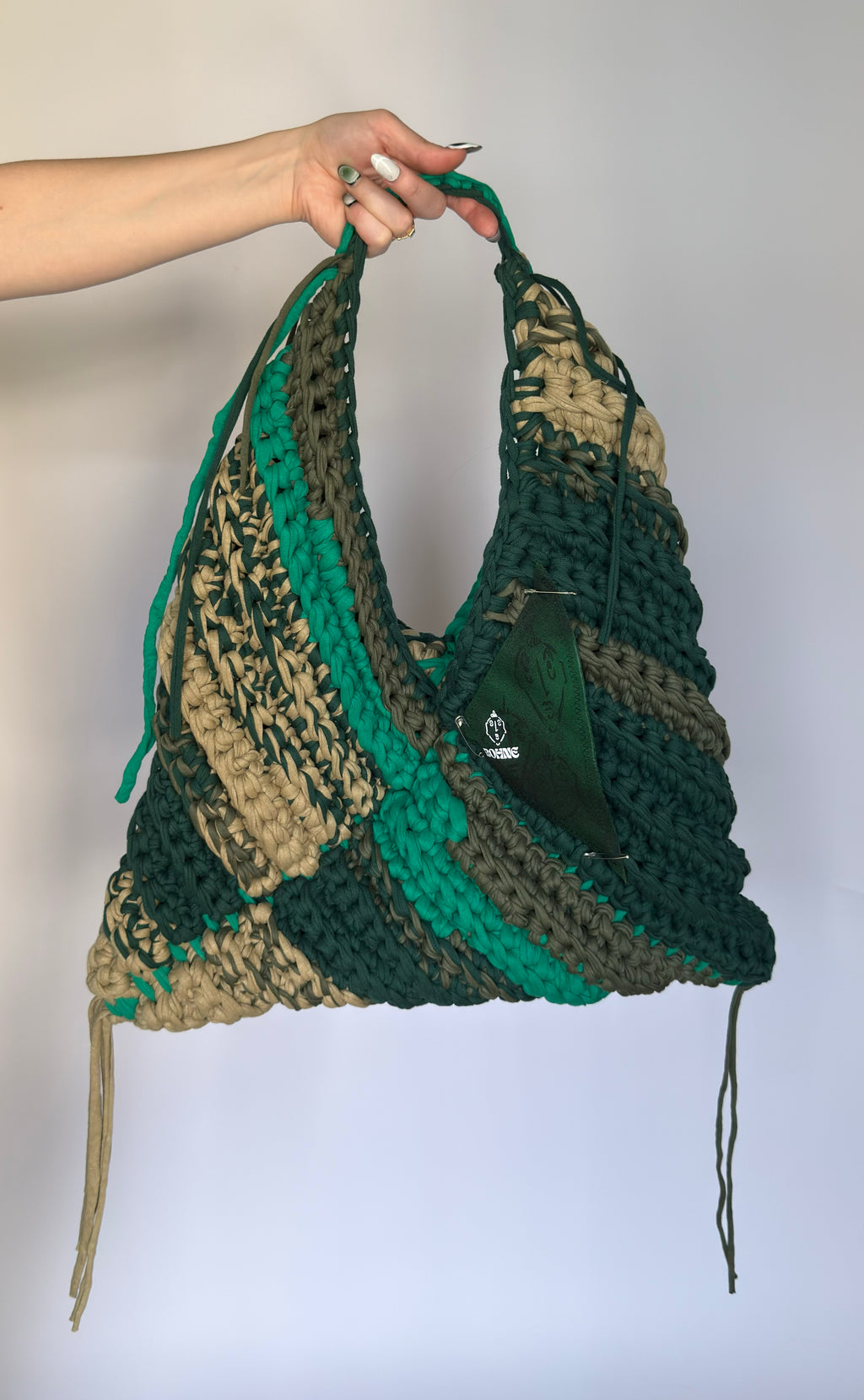 TRIA Moss Varié XL | handgehäkelte Tasche aus Recyclinggarn