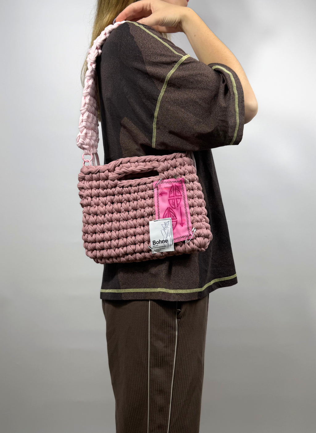 Crochet B-BAG aus recyceltem T-Shirt-Garn | rosa