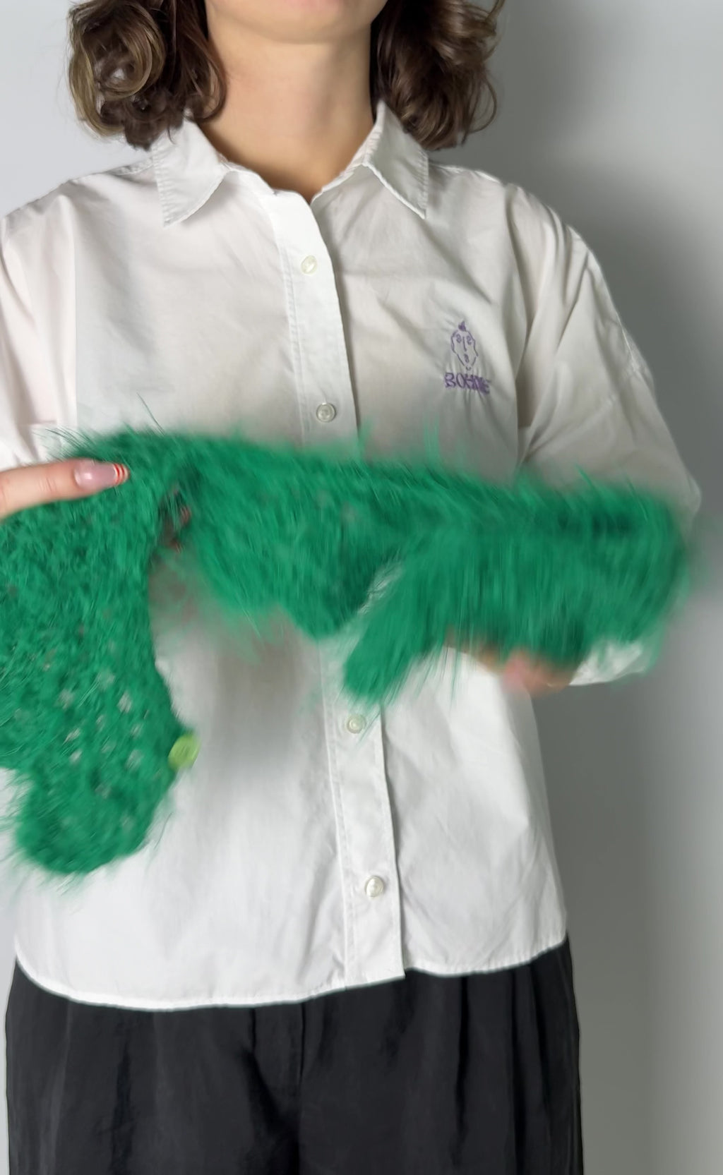 Crochet Kollektion | Fuzzy Kragen Hemd | Weiß