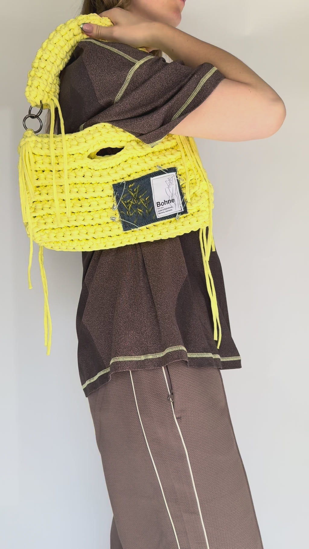 Crochet B-BAG aus recyceltem T-Shirt-Garn | gelb