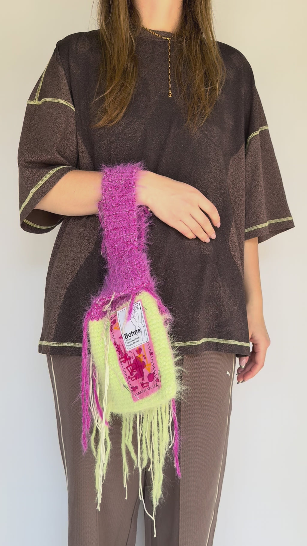 Crochet B-BAG aus recyceltem T-Shirt-Garn | pink, gelb