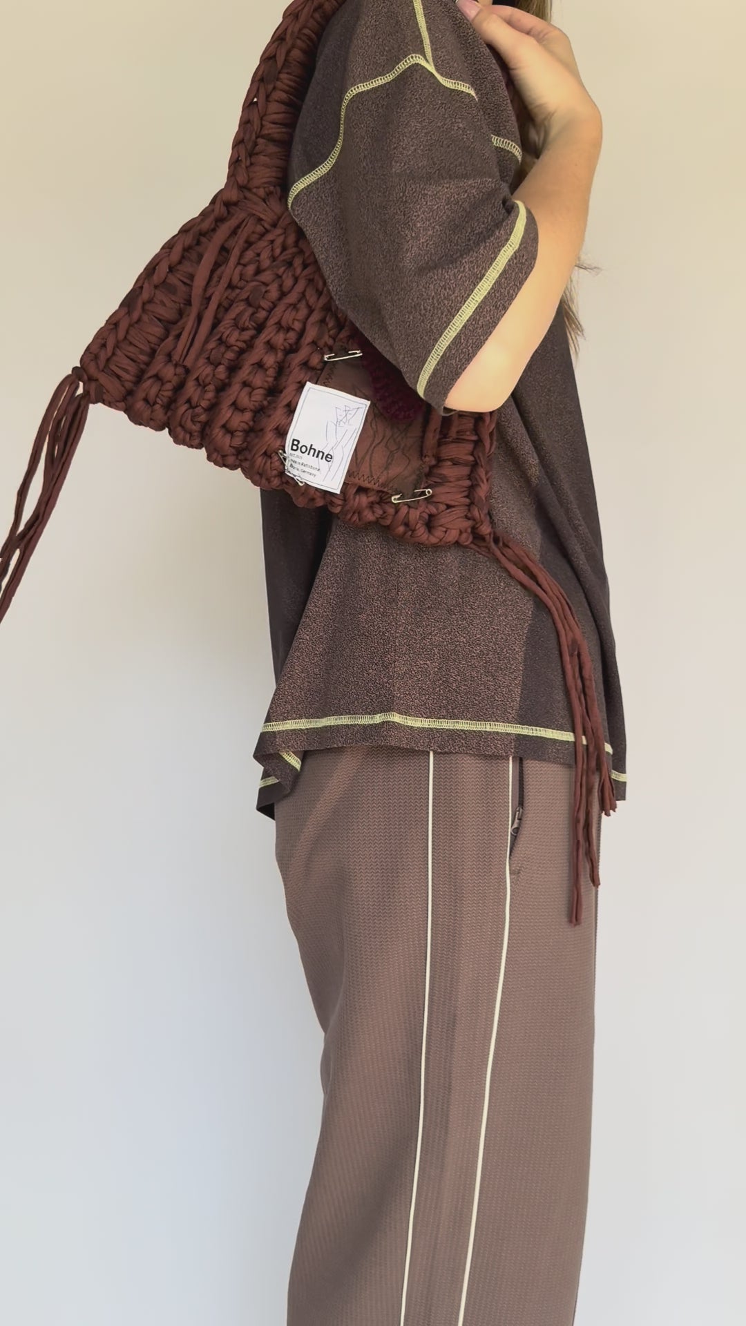 Crochet B-BAG aus recyceltem T-Shirt-Garn | braun