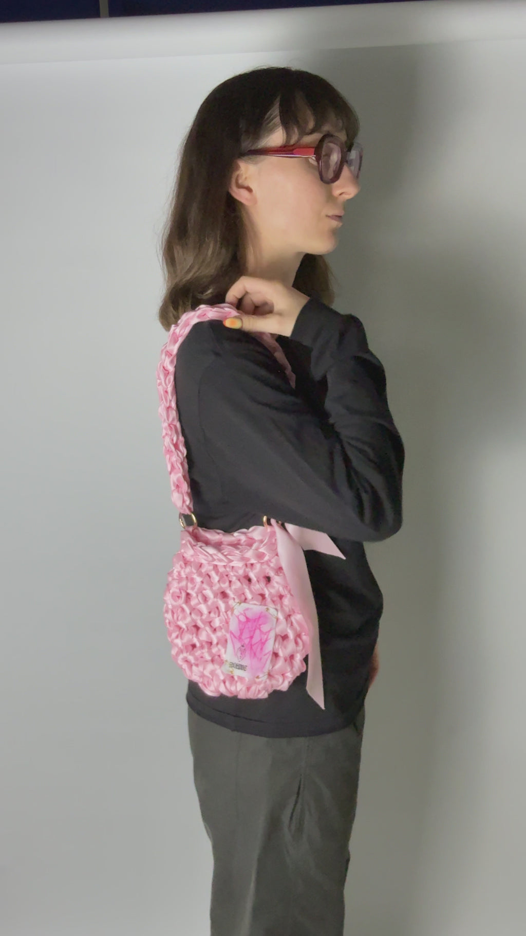 RIBBON Blush | Handgehäkelte Tasche aus Satinband