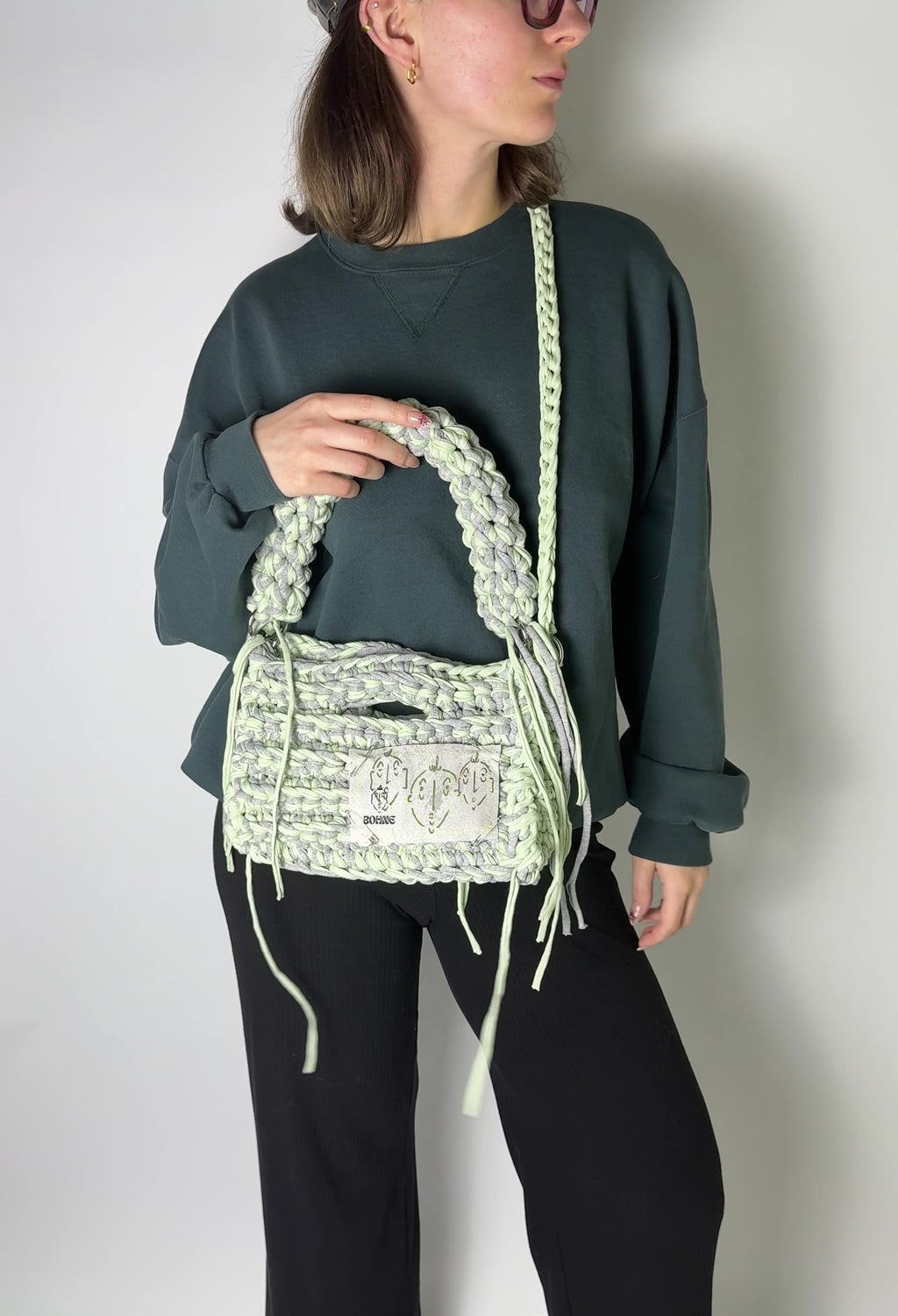 MODUL Mint | handgehäkelte Tasche aus Recyclinggarn