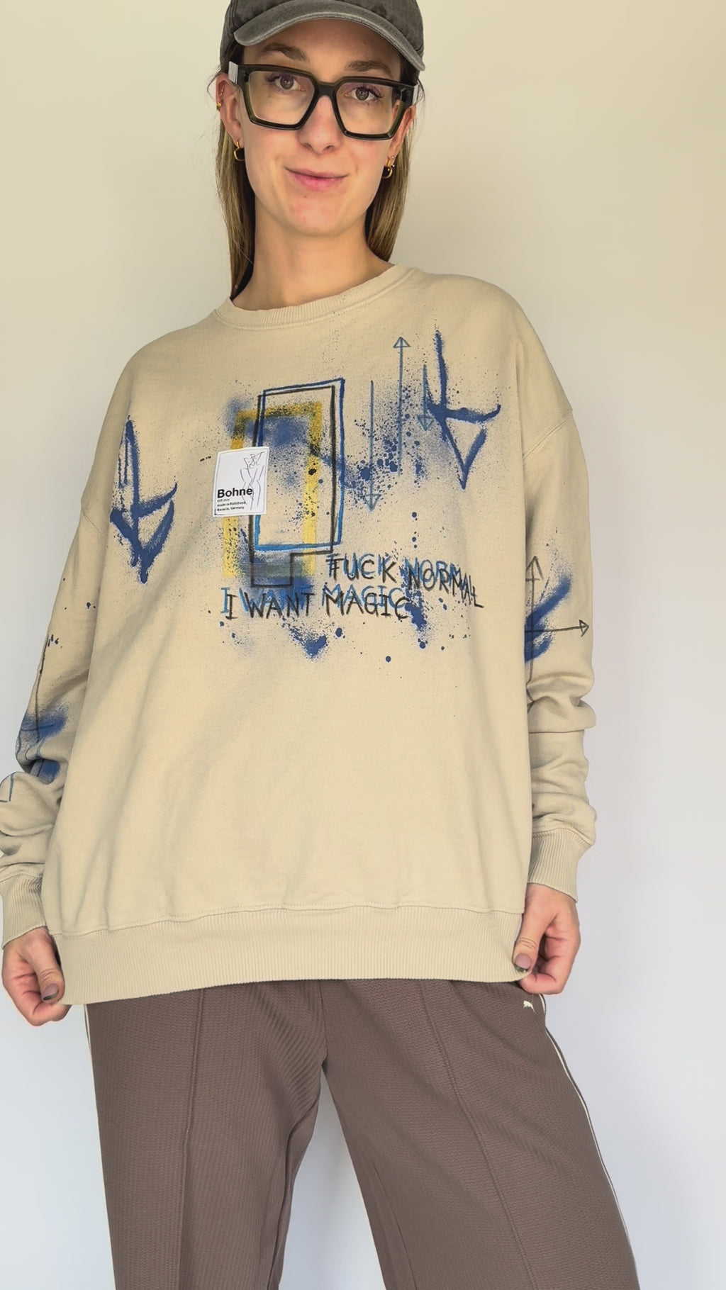 Handbemaltes Sweatshirt aus Bio-Baumwolle | L